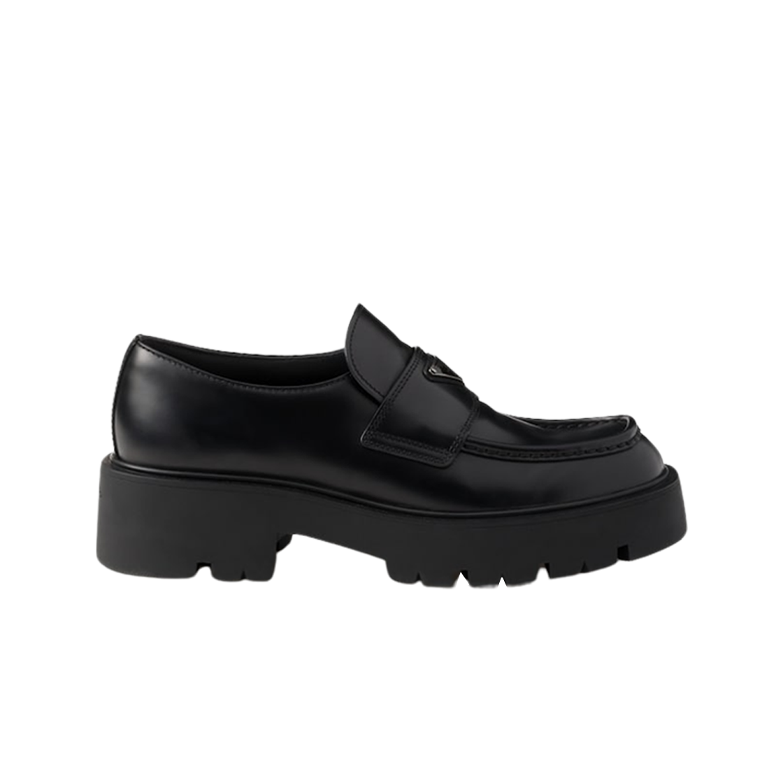 2DG152-B4L-F0002 Prada Brushed Leather Loafers Black - 대표 이미지 #1