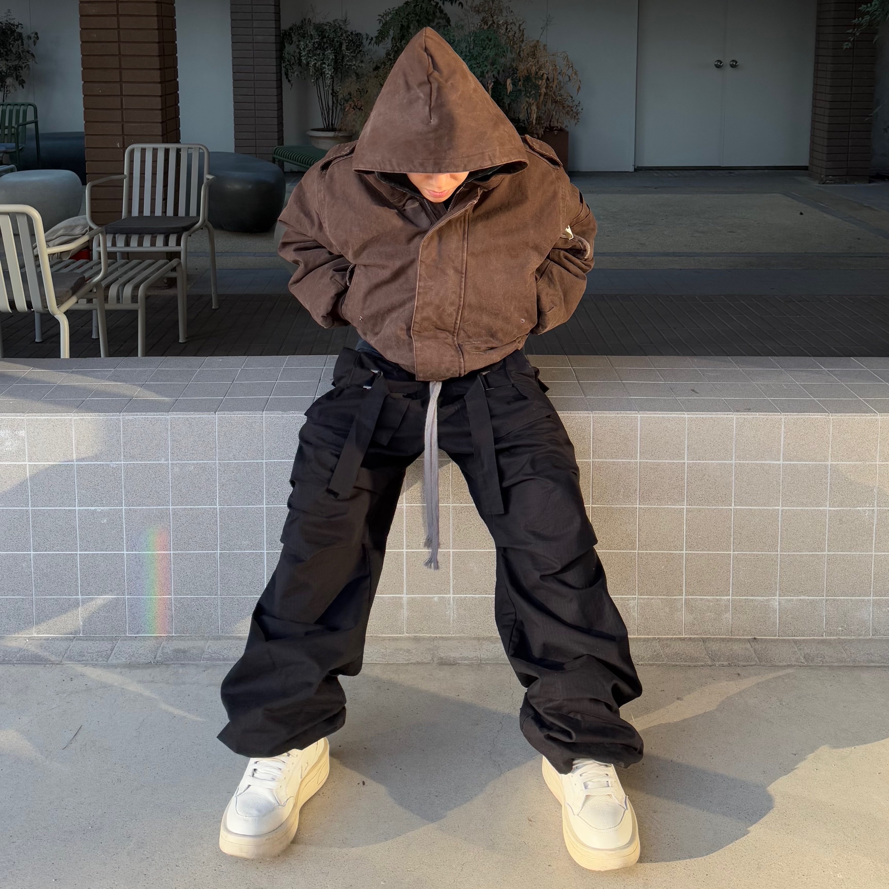 Entire Studios W2 Bomber Military Mud, Wapworks Wide Safety Cargo Pants Black 착용 스타일 - 2