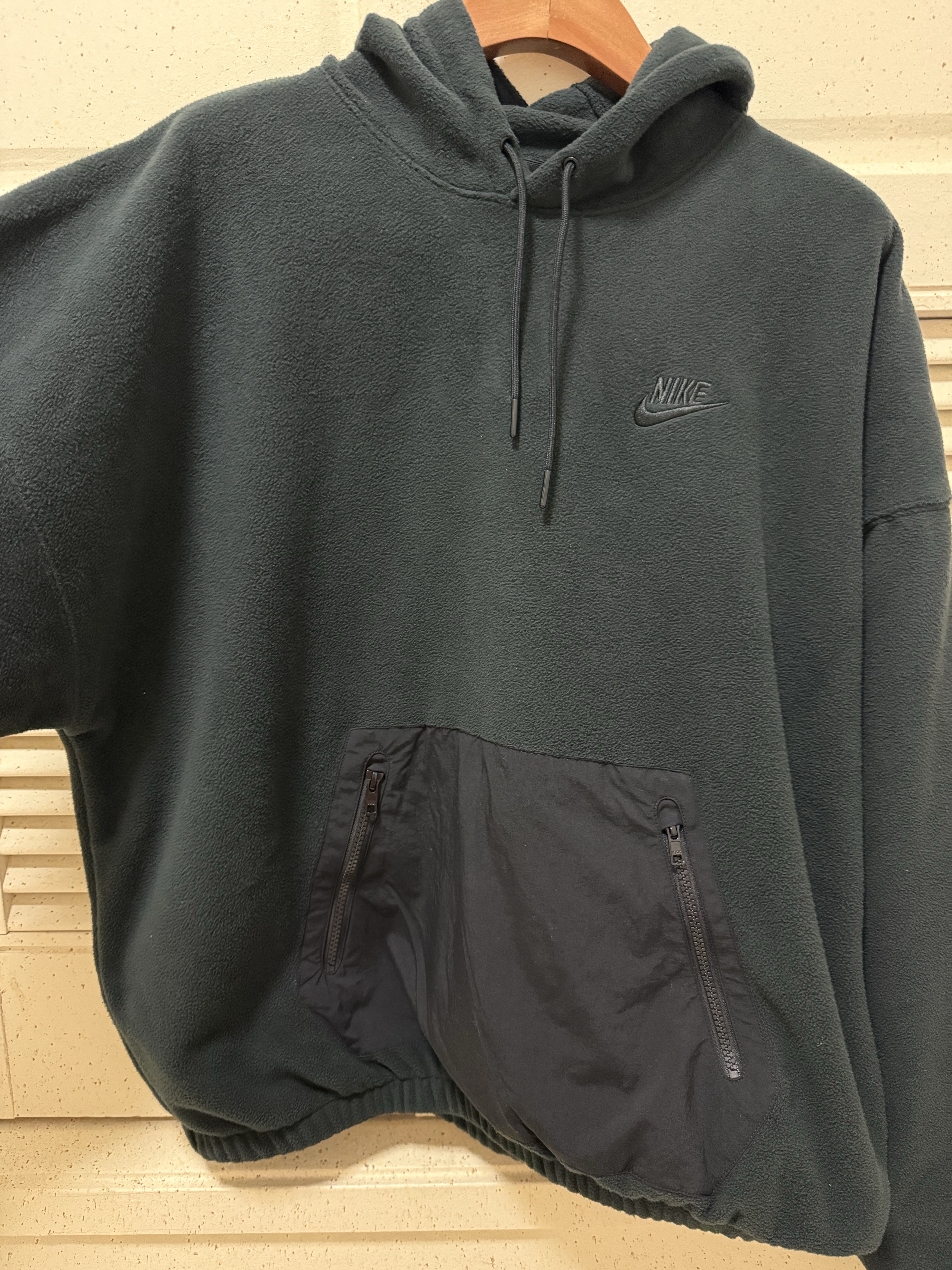 Nike Club Polar Fleece Pullover Hoodie Dark Grey - Asia 착용 스타일