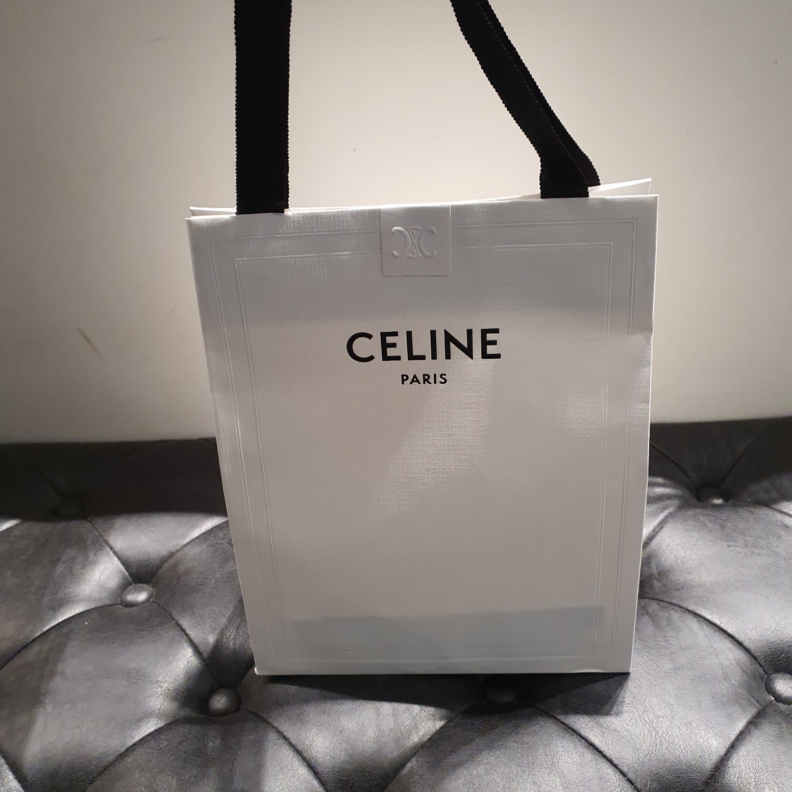 Celine Large Card Holder in Triomphe Canvas Clafskin Black 착용 스타일 - 1