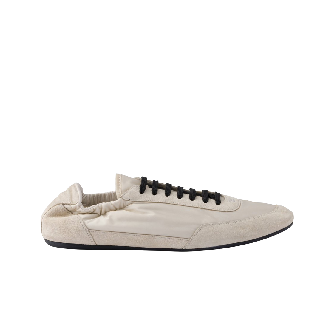 2EG479-D7C-F0304 Prada Collapse Re-Nylon and Suede Elasticized Sneakers Ivory
