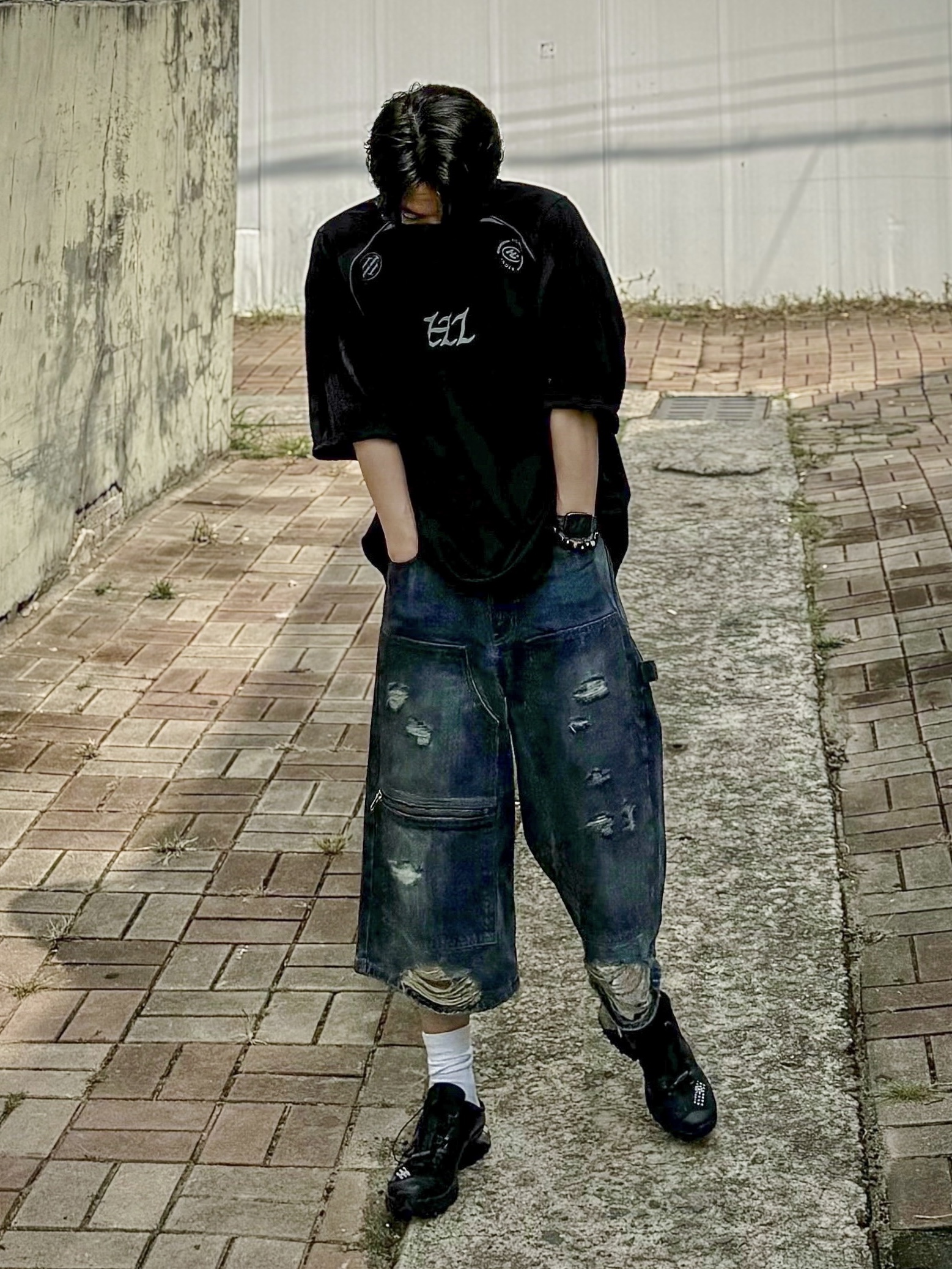 Polyteru Human Index Index 1/2 Jersey T-Shirt Black/Charcoal, Salomon x MM6 Maison Margiela XT-4 Mule Black 착용 스타일 - 1
