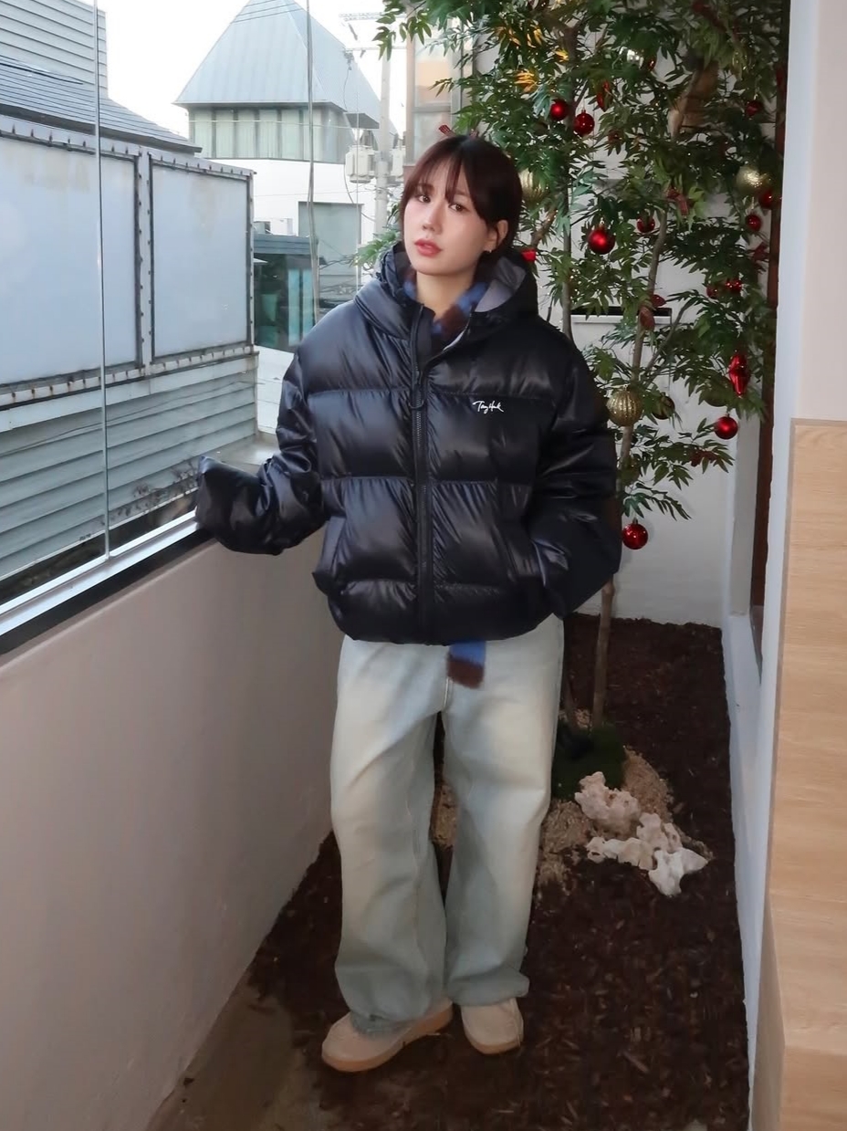 TONY HAWK Balboa Ripstop Hooded Down Short Puffer Navy 착용 스타일 - 2