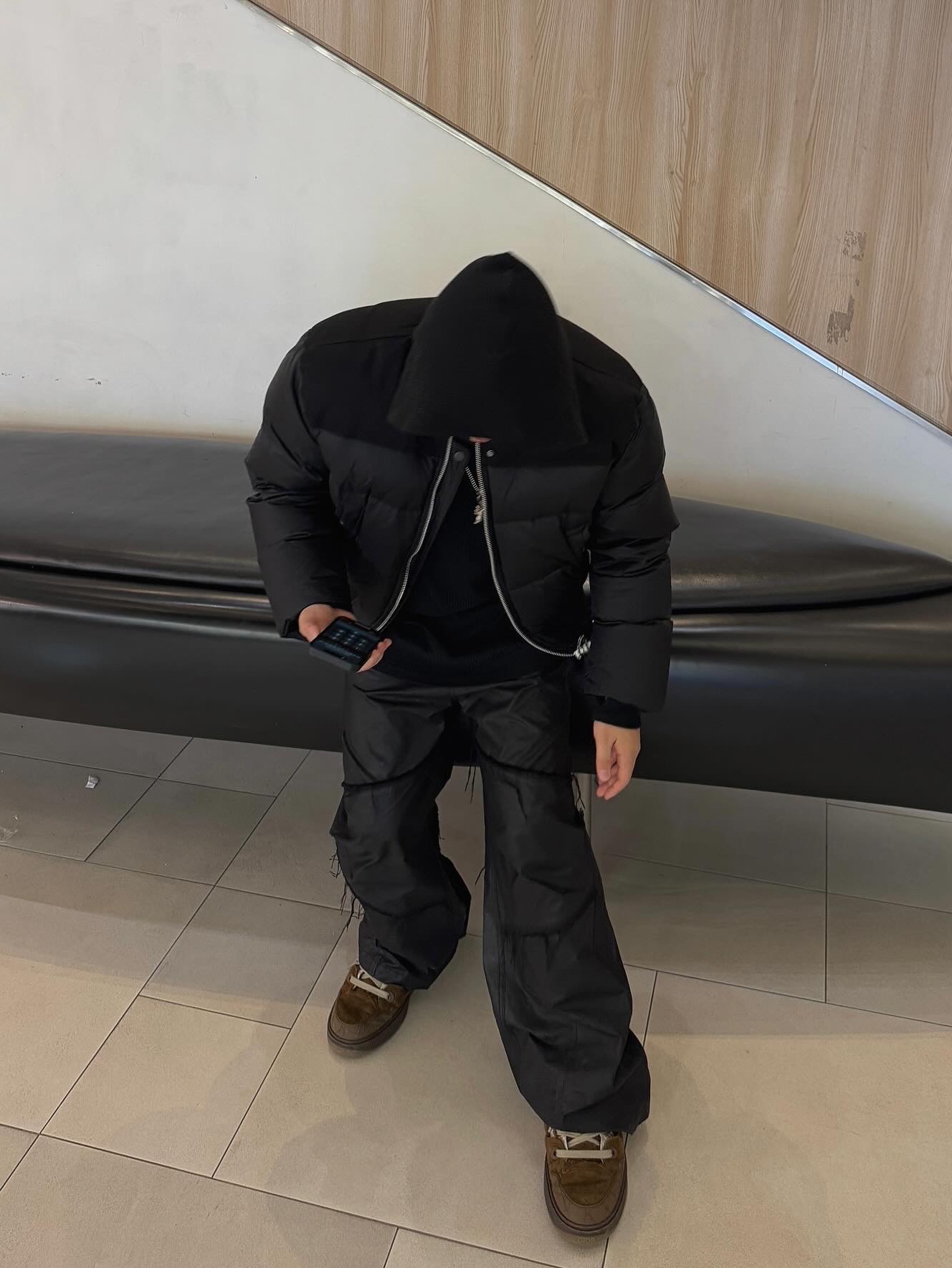 Haleine Cropped Duck Down Bomber Jacket Black (VJ419) 착용 스타일