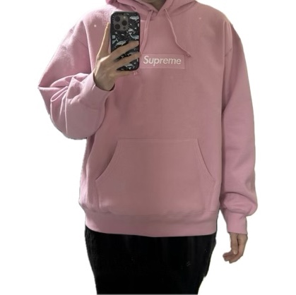 Supreme Box Logo Hooded Sweatshirt Dusty Pink - 24FW 착용 스타일