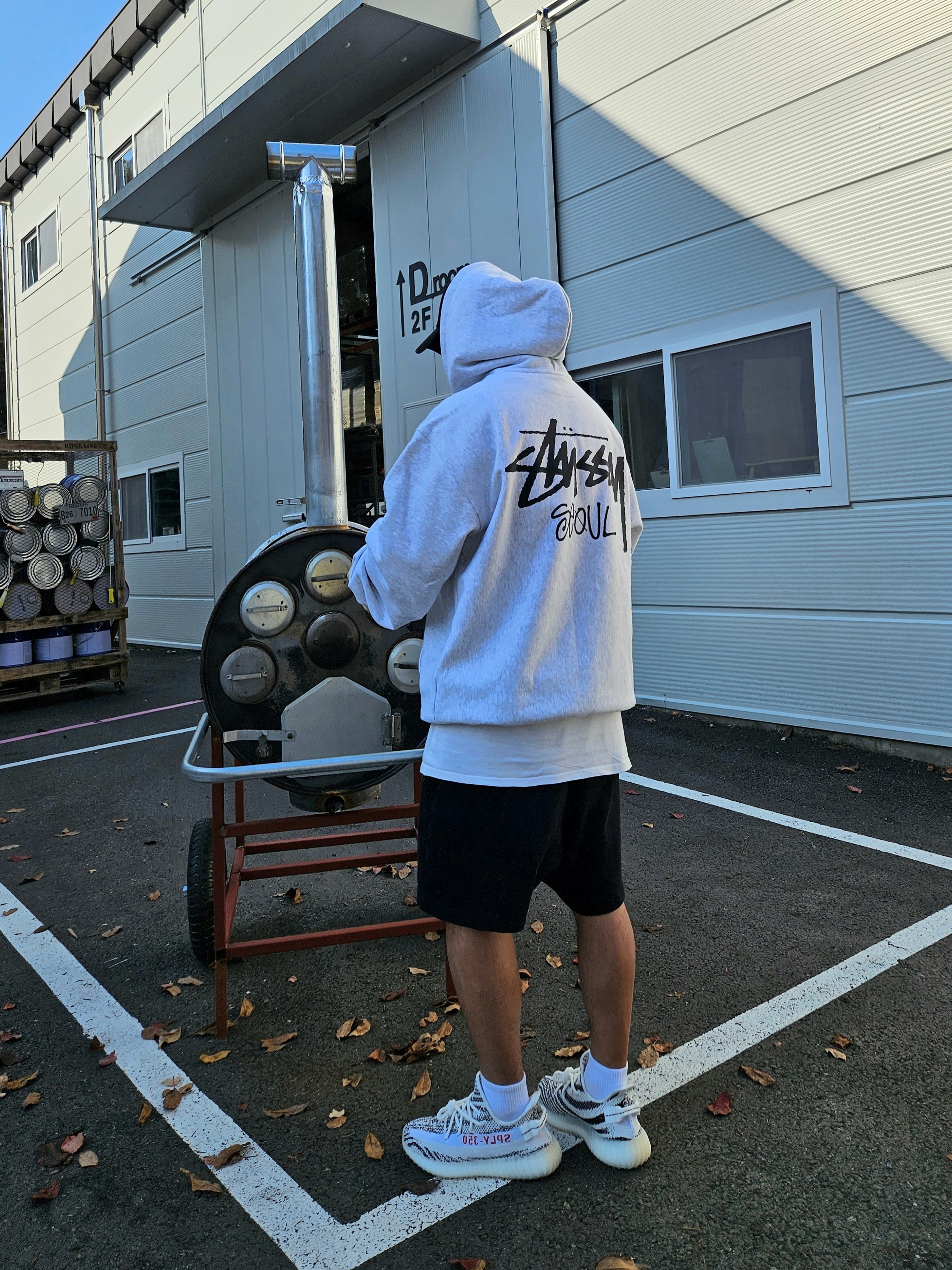 Stussy Stock Seoul Hood Ash Heather 착용 스타일