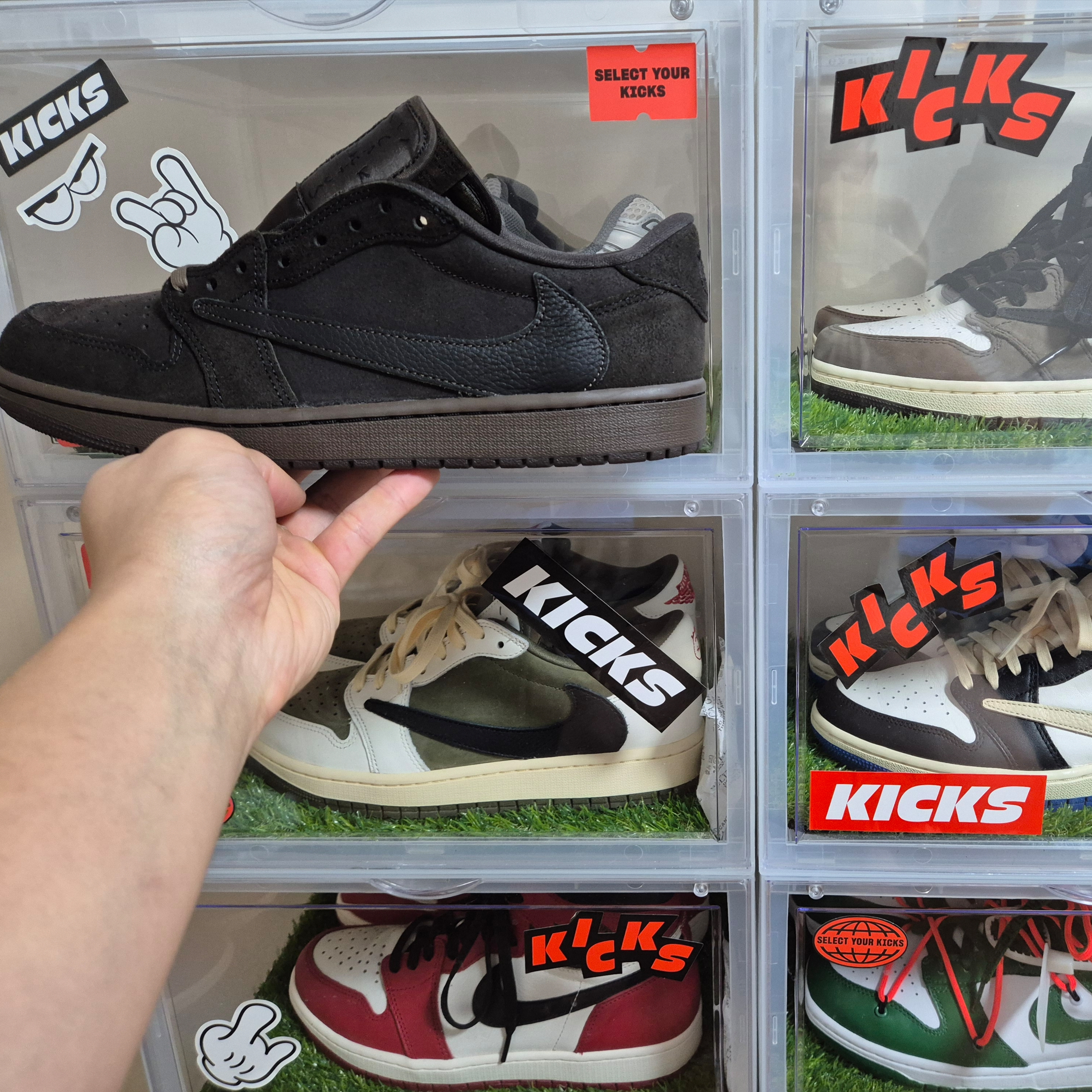 Jordan 1 x Travis Scott Retro Low OG SP Velvet Brown and Dark Mocha, Jordan 1 x Travis Scott Retro Low OG SP Reverse Olive 착용 스타일