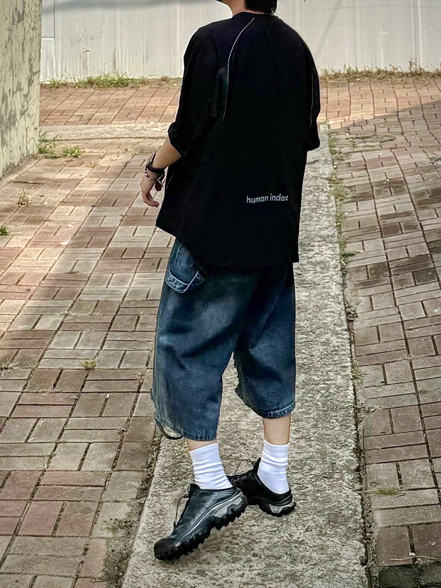 Polyteru Human Index Index 1/2 Jersey T-Shirt Black/Charcoal, Salomon x MM6 Maison Margiela XT-4 Mule Black 착용 스타일 - 3