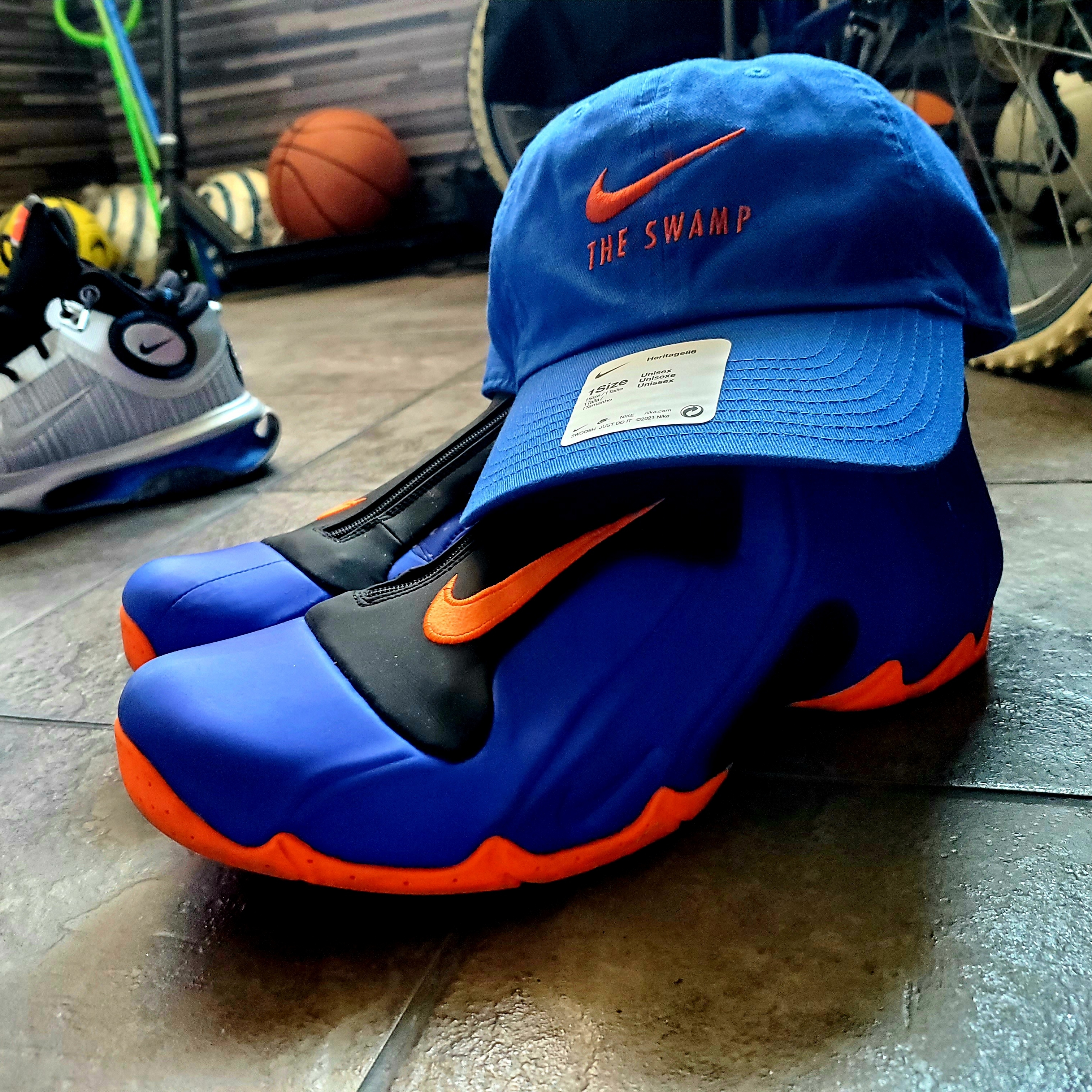 Nike Florida Heritage 86 Swoosh College Cap Game Royal, Nike Air Flightposite Black Racer Blue 착용 스타일