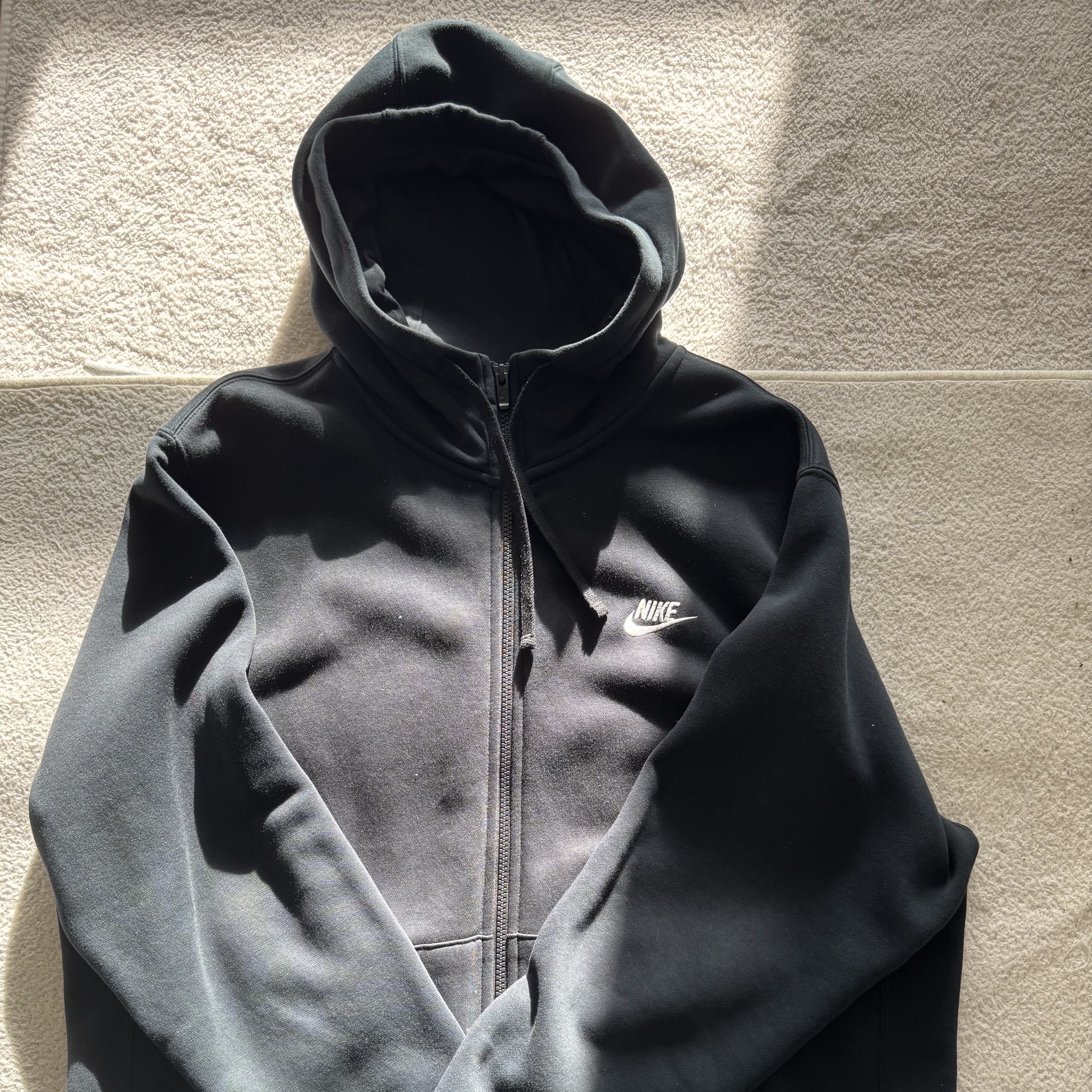 Nike NSW Club Fleece Full Zip Hoodie Black - Asia 착용 스타일