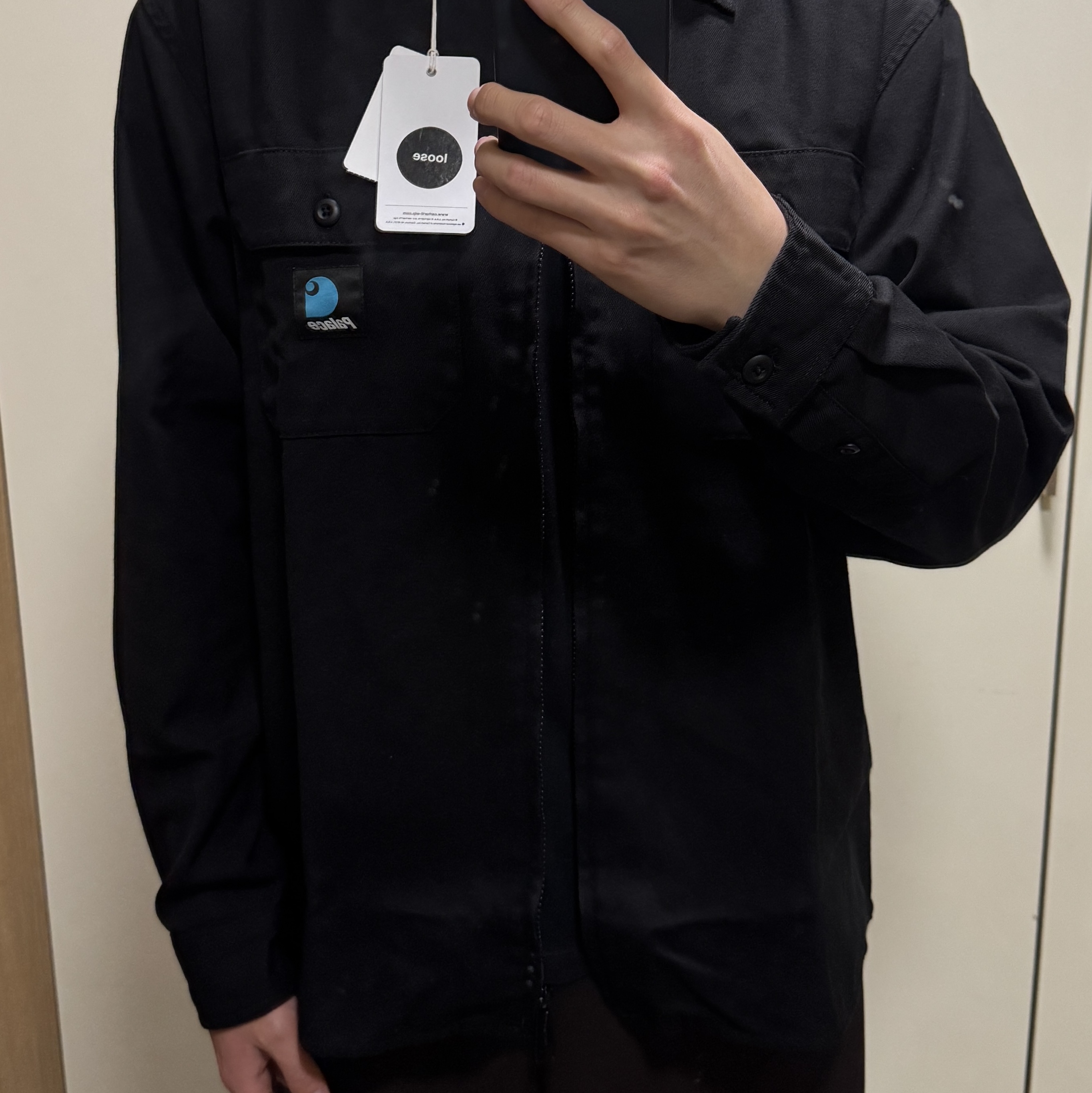 Palace x Carhartt WIP Milford Shirt Black - 24FW 착용 스타일