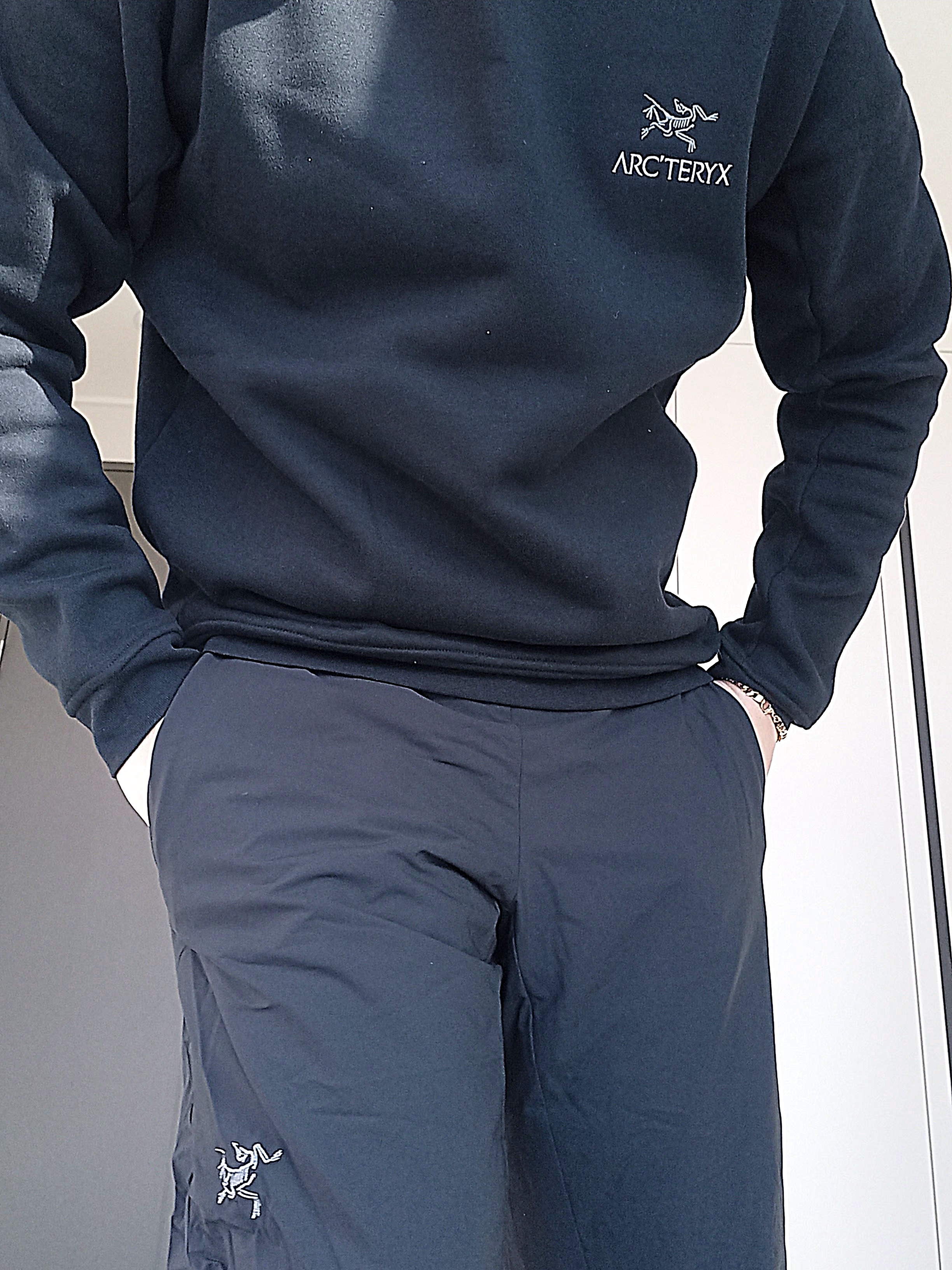 Arc'teryx Emblem Fleece Crew Neck Pullover Black 착용 스타일 - 2