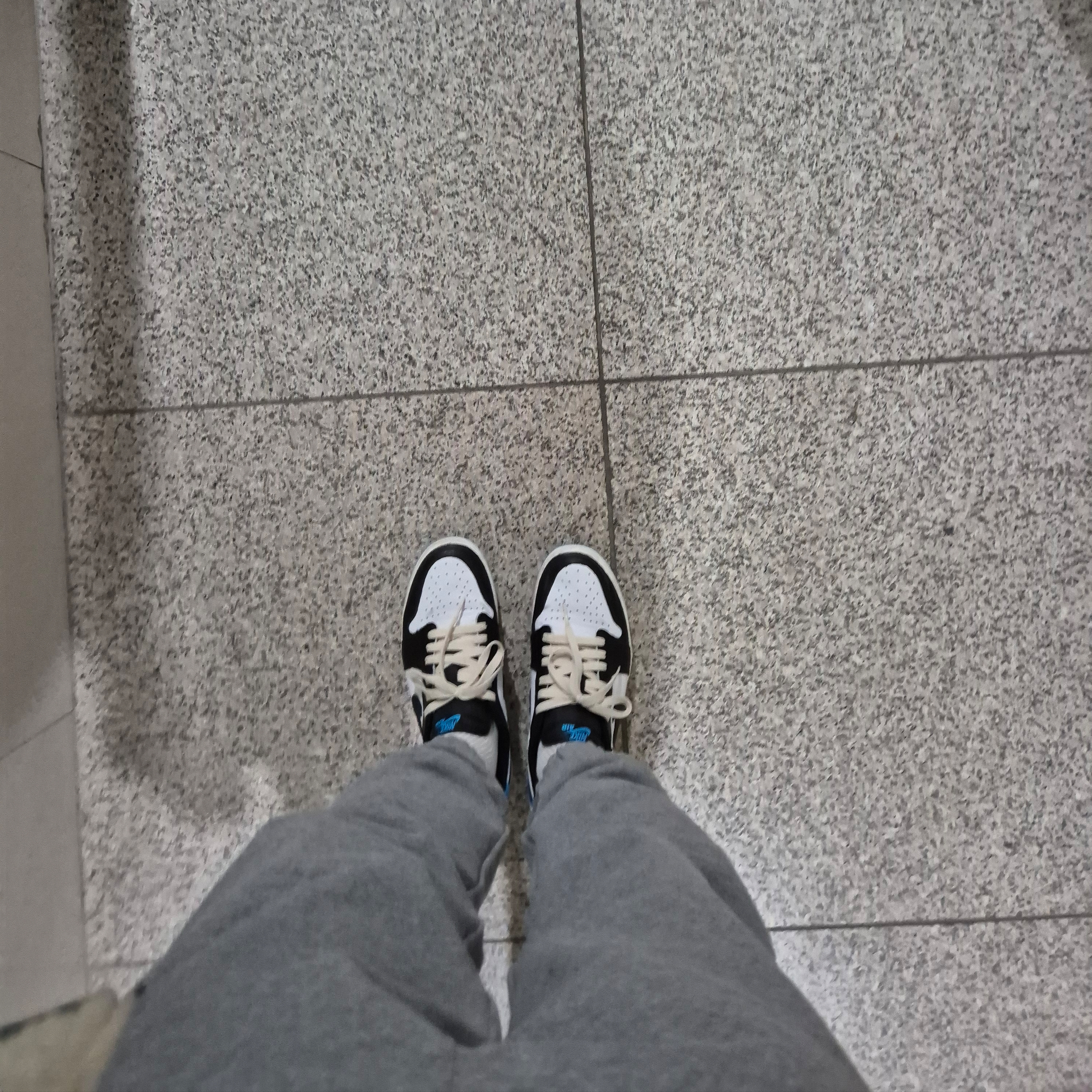 Jordan 1 Retro Low OG Black and Dark Powder Blue 착용 스타일