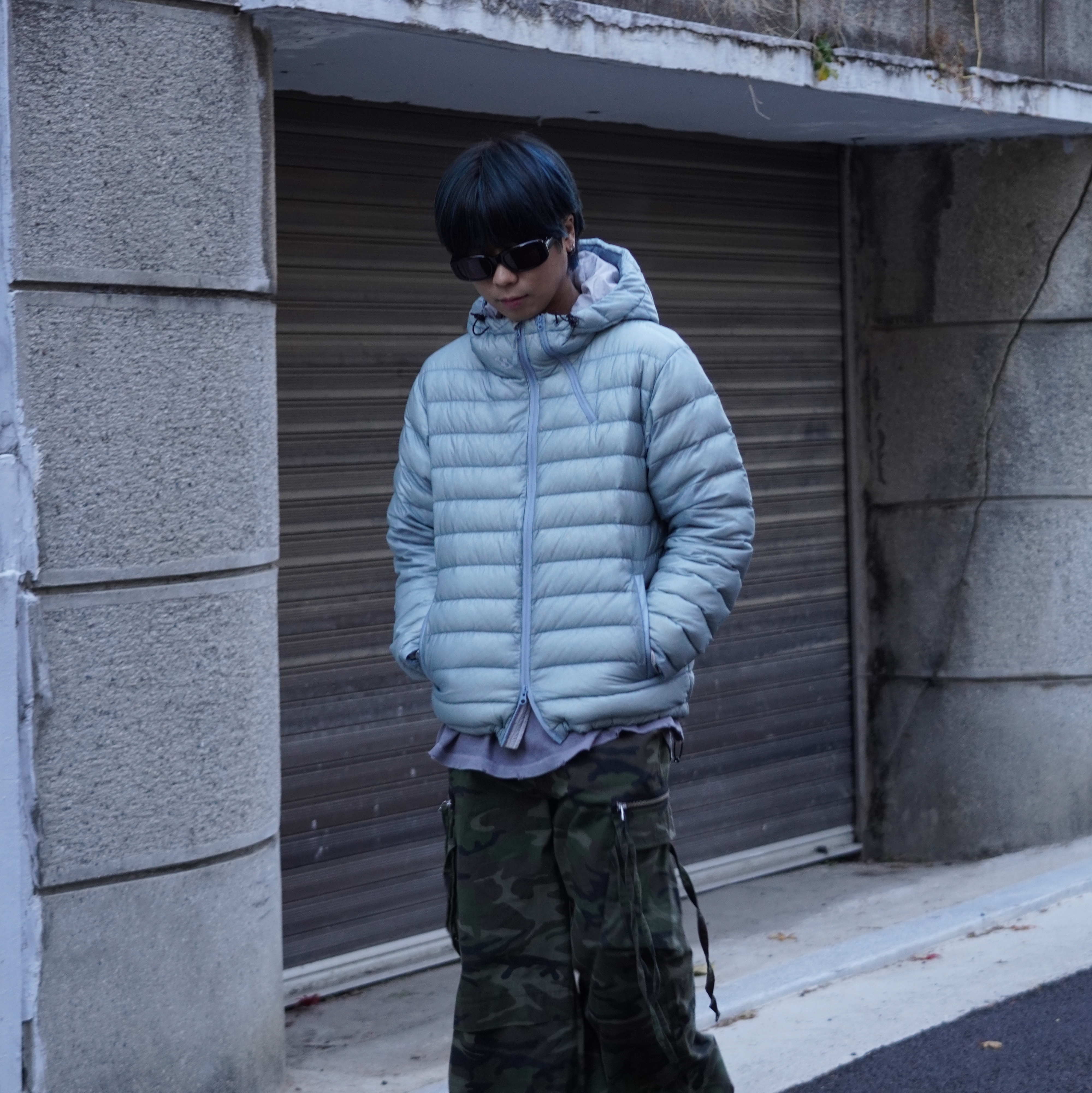 Sansan Gear Suffix Puffer Jacket Sky Blue - 23FW 착용 스타일 - 3