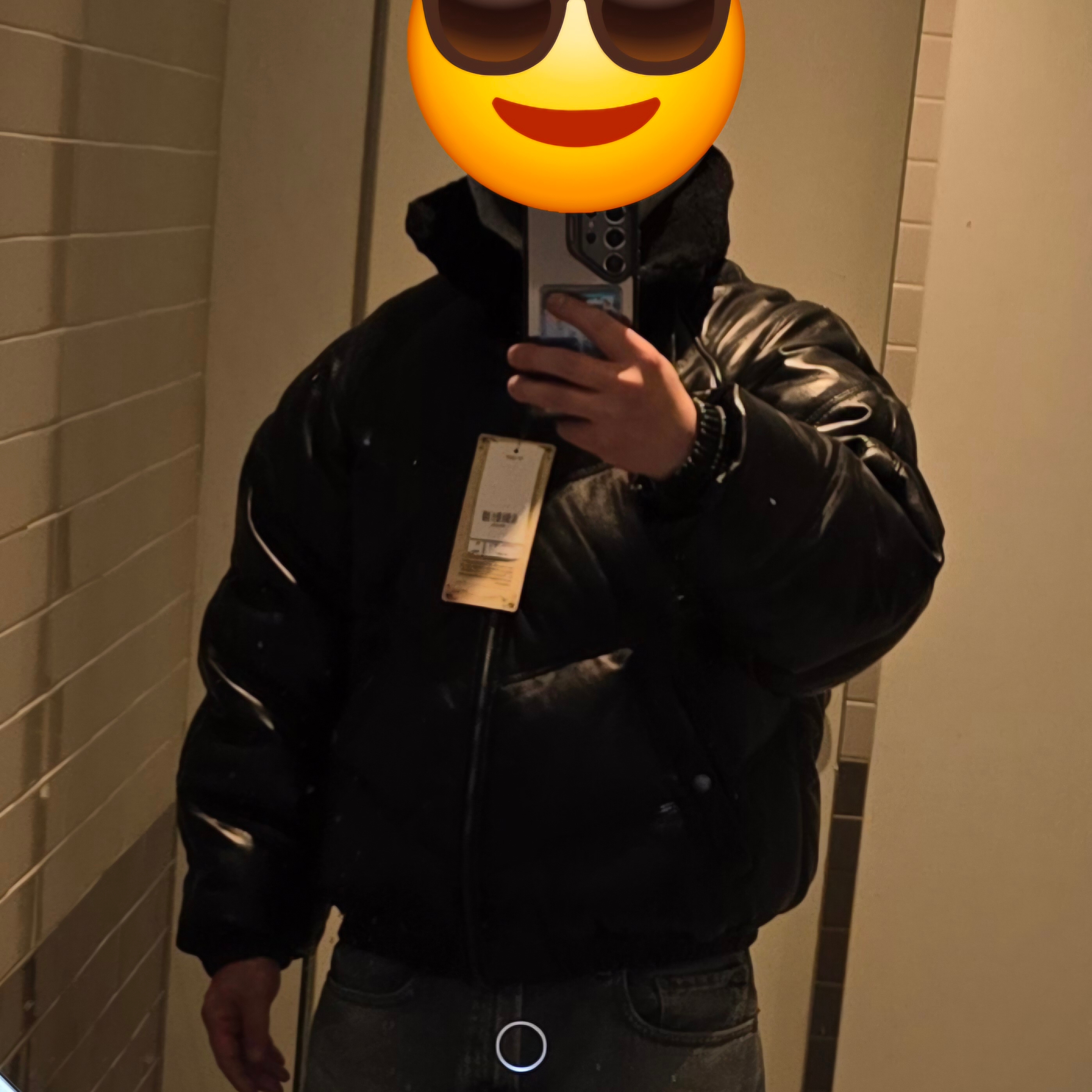 Supreme x Schott Chevron Leather Down Puffer Jacket Black - 24FW 착용 스타일