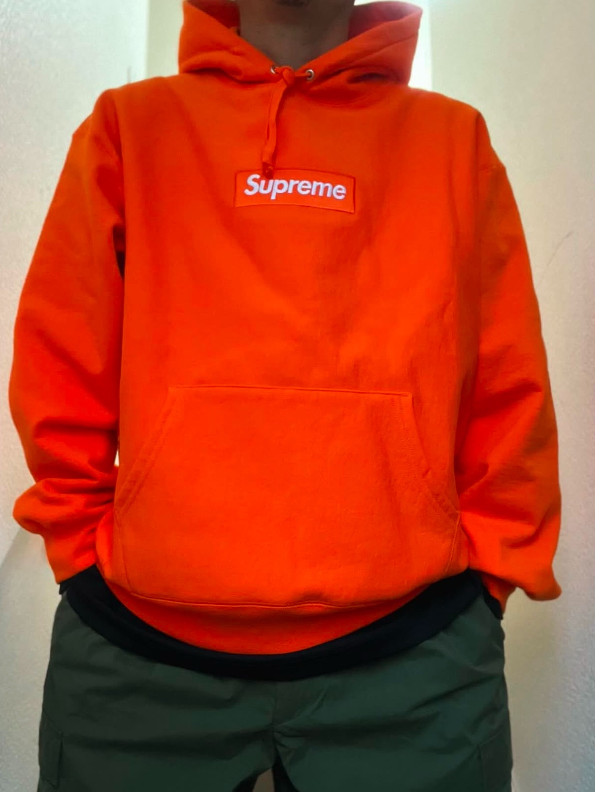 Supreme Box Logo Hooded Sweatshirt Dark Orange - 24FW 착용 스타일 - 1