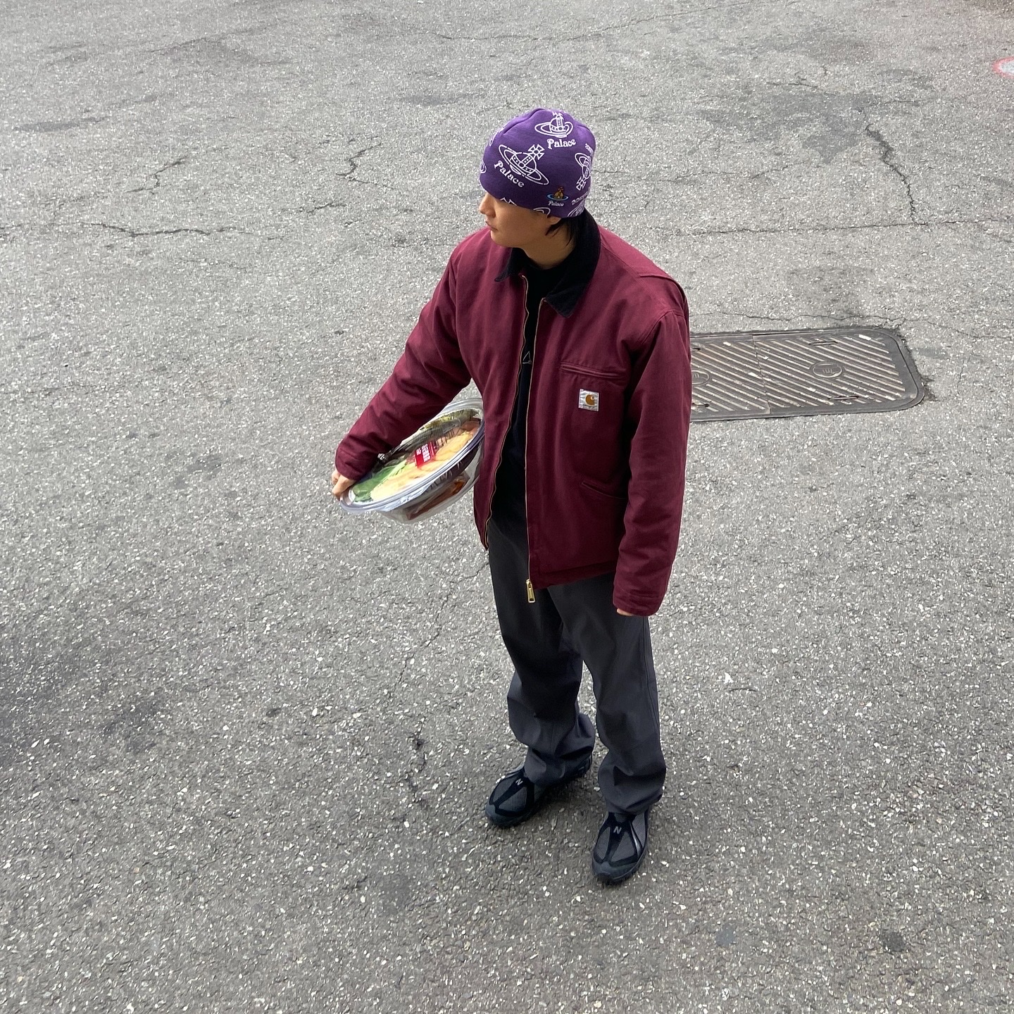 Palace x Vivienne Westwood Jersey Beanie Purple - 24FW, Carhartt WIP Organic Cotton Dearborn Canvas OG Detroit Jacket Malbec Aged Canvas - Winter 착용 스타일 - 2
