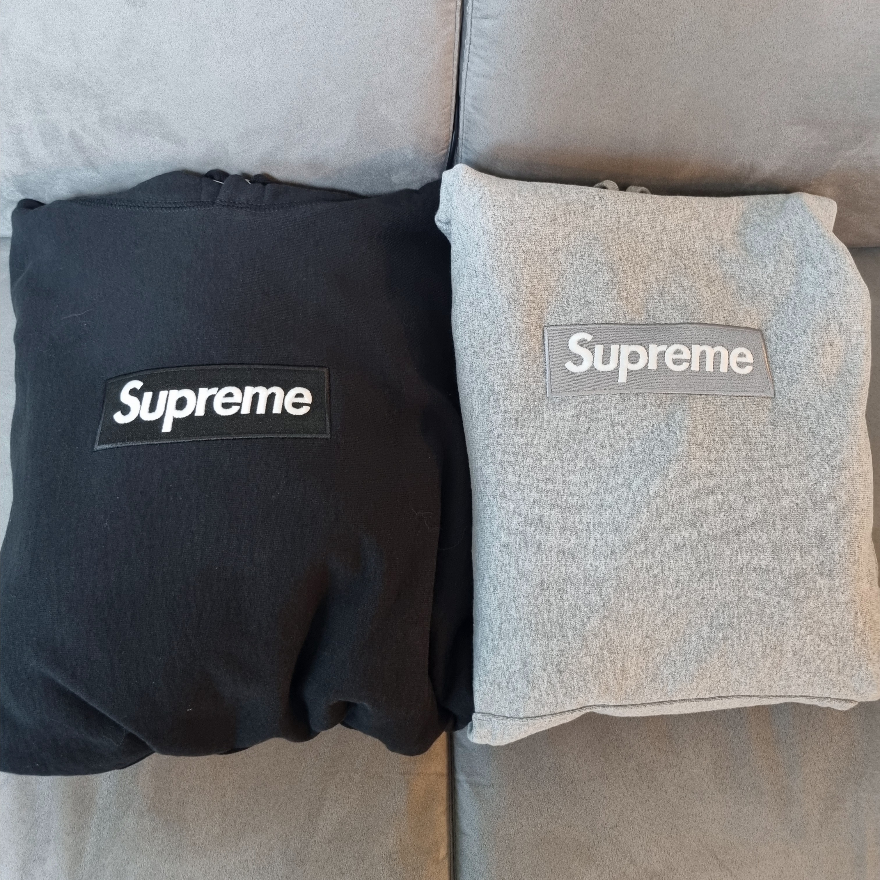 Supreme Box Logo Hooded Sweatshirt Black - 24FW, Supreme Box Logo Hooded Sweatshirt Heather Grey - 24FW 착용 스타일 - 3