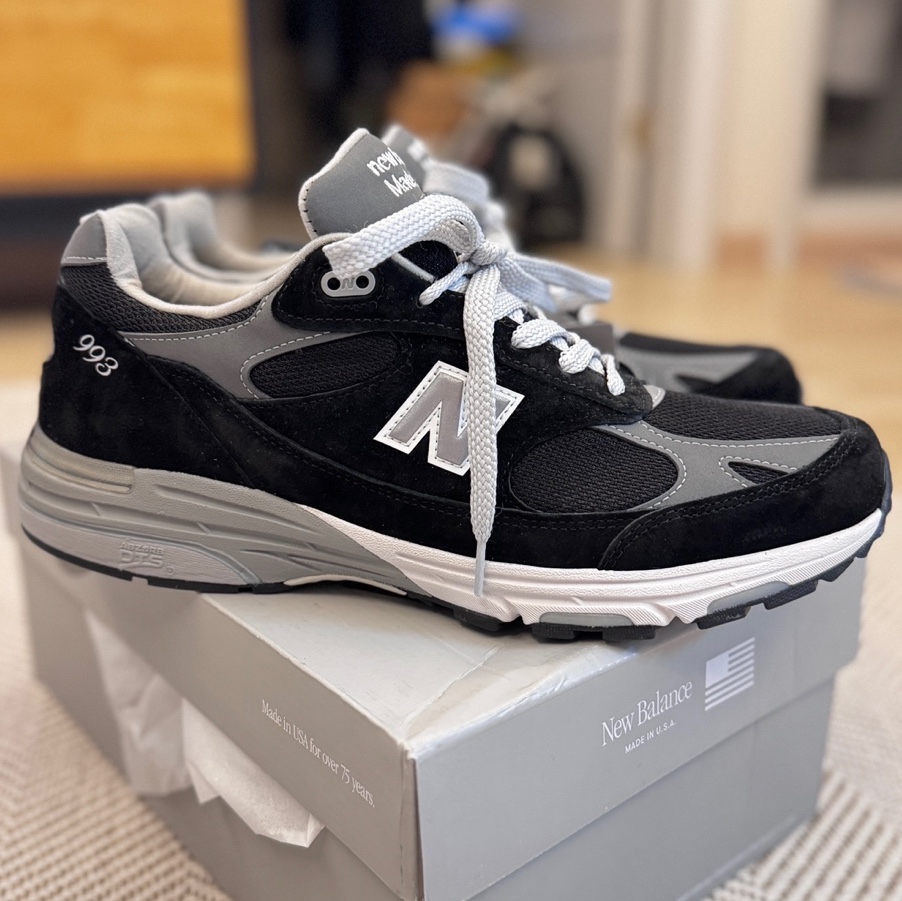 New Balance 993 Made in USA Black - D Standard 착용 스타일 - 2