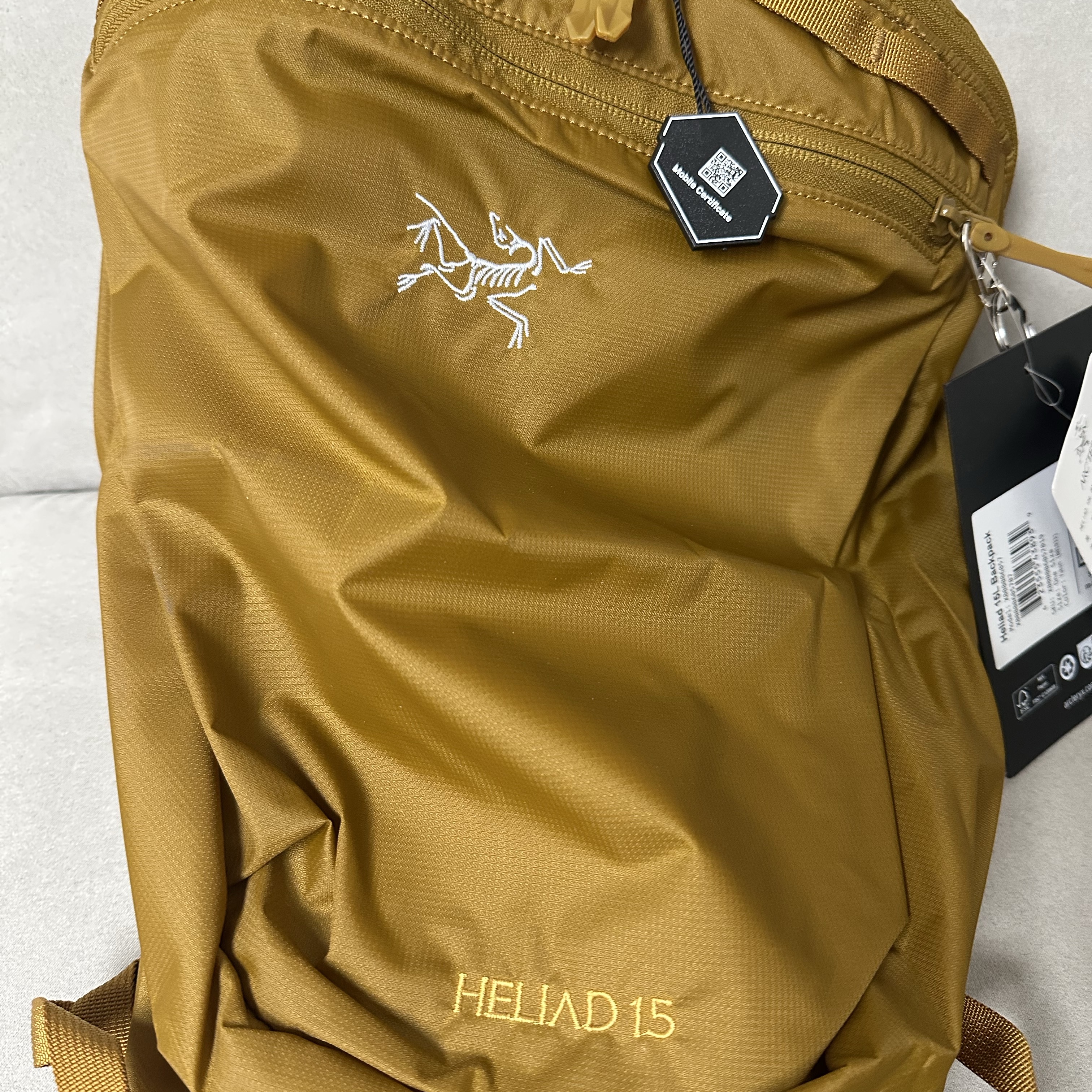 Arc'teryx Heliad 15 Backpack Yukon 착용 스타일