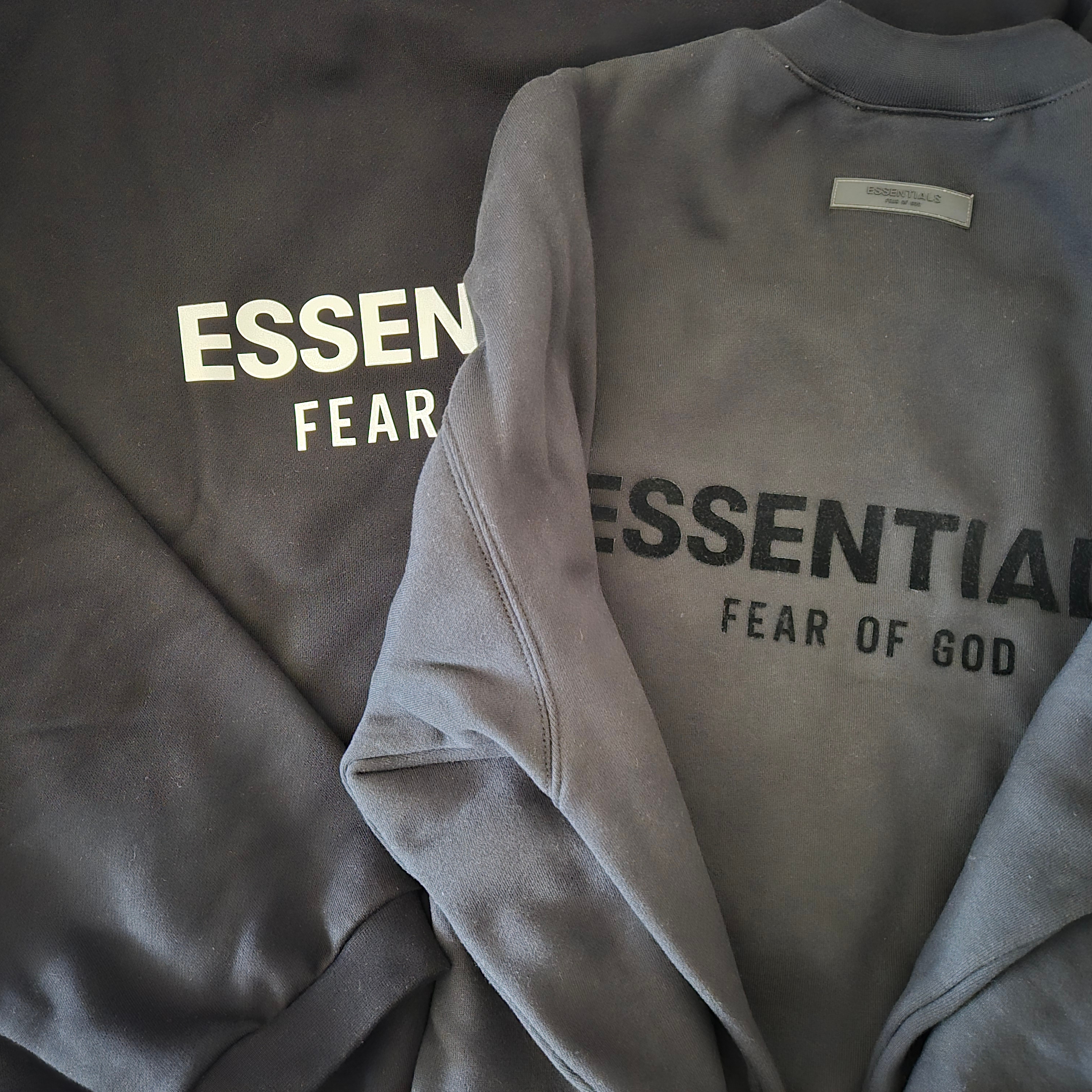 Essentials Fleece Crewneck Black - 24FW, Essentials The Core Collection Crewneck Sweatshirt Stretch Limo 착용 스타일