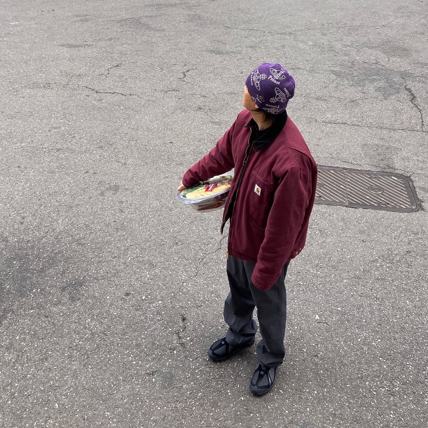 Palace x Vivienne Westwood Jersey Beanie Purple - 24FW, Carhartt WIP Organic Cotton Dearborn Canvas OG Detroit Jacket Malbec Aged Canvas - Winter 착용 스타일 - 1