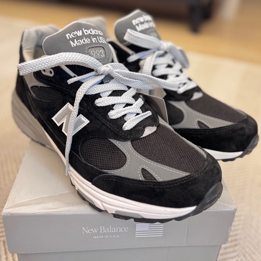 New Balance 993 Made in USA Black - D Standard 착용 스타일 - 1