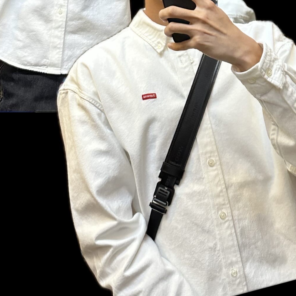 Supreme Small Box Shirt White Denim - 24FW, Wooyoungmi Square Mini Bag Black 착용 스타일