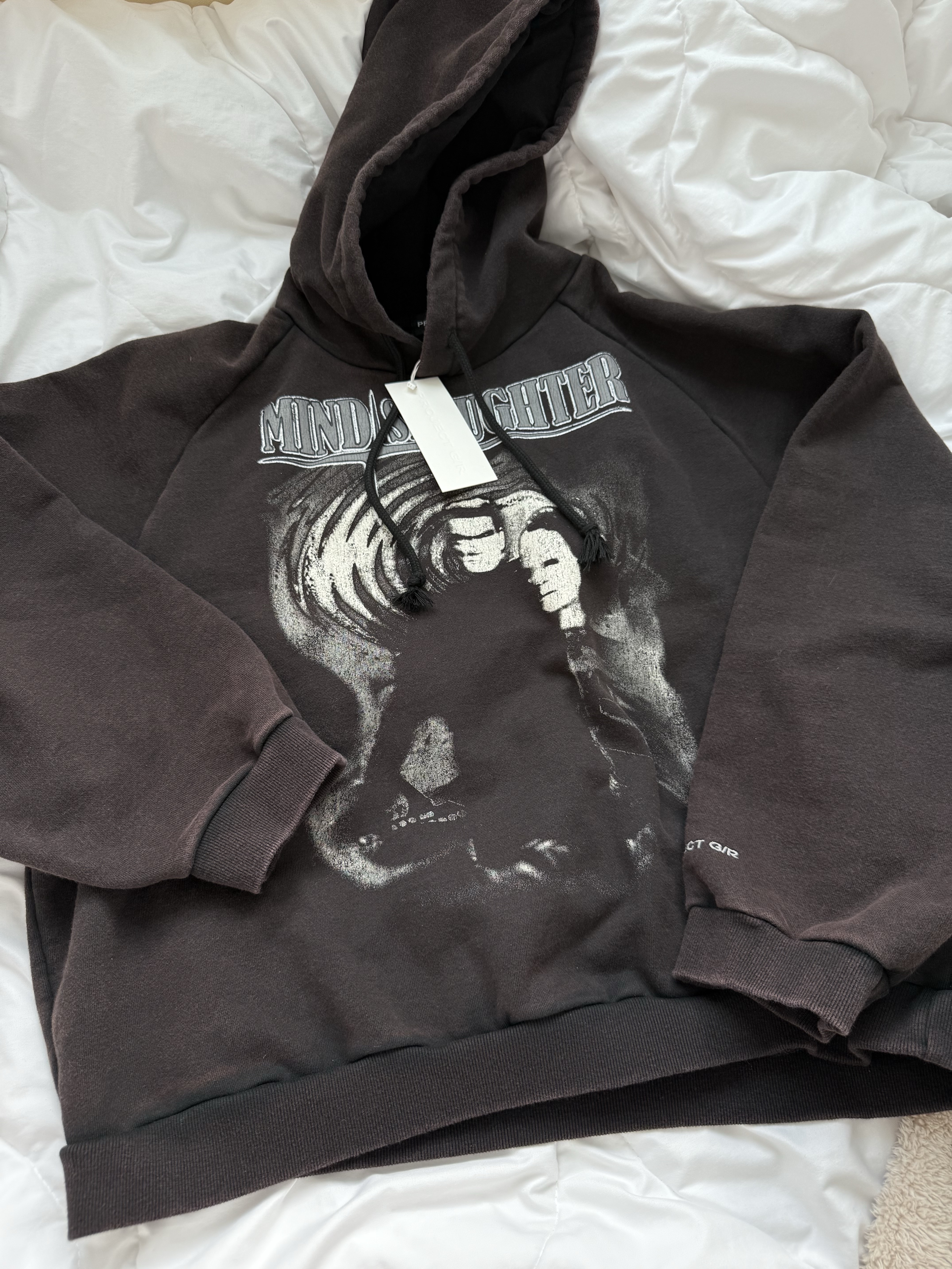 Project G/R Mind+Slaughter Vintage Washed Hoodie Black, Project G/R Mind Slaughter Vintage Washeed Hoodie Black 착용 스타일 - 2