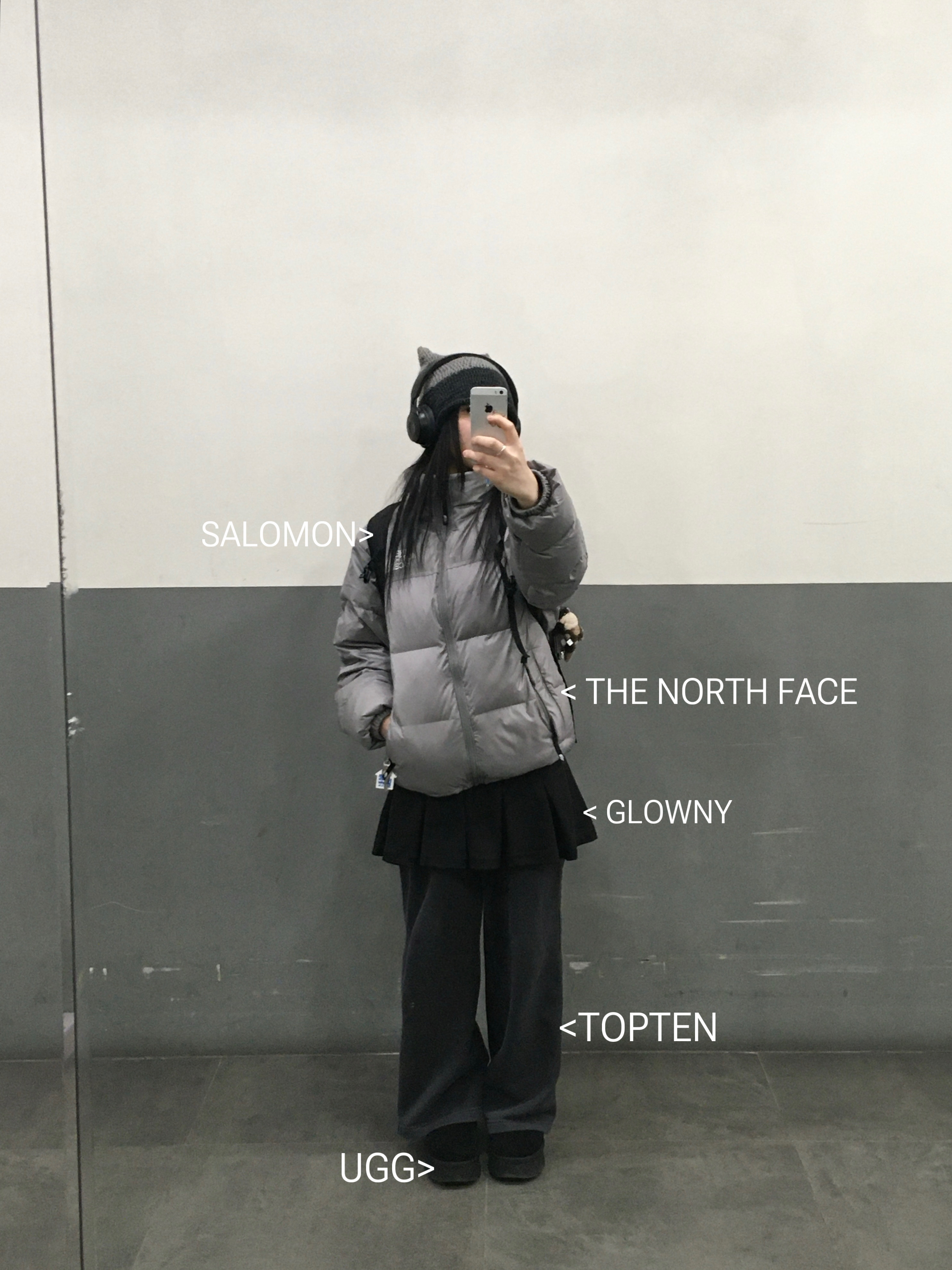 (W) UGG Mini Platform Boots Black, Sou Sou Canvas Soft Gamaguchi Bag (Double Layer) 착용 스타일 - 8