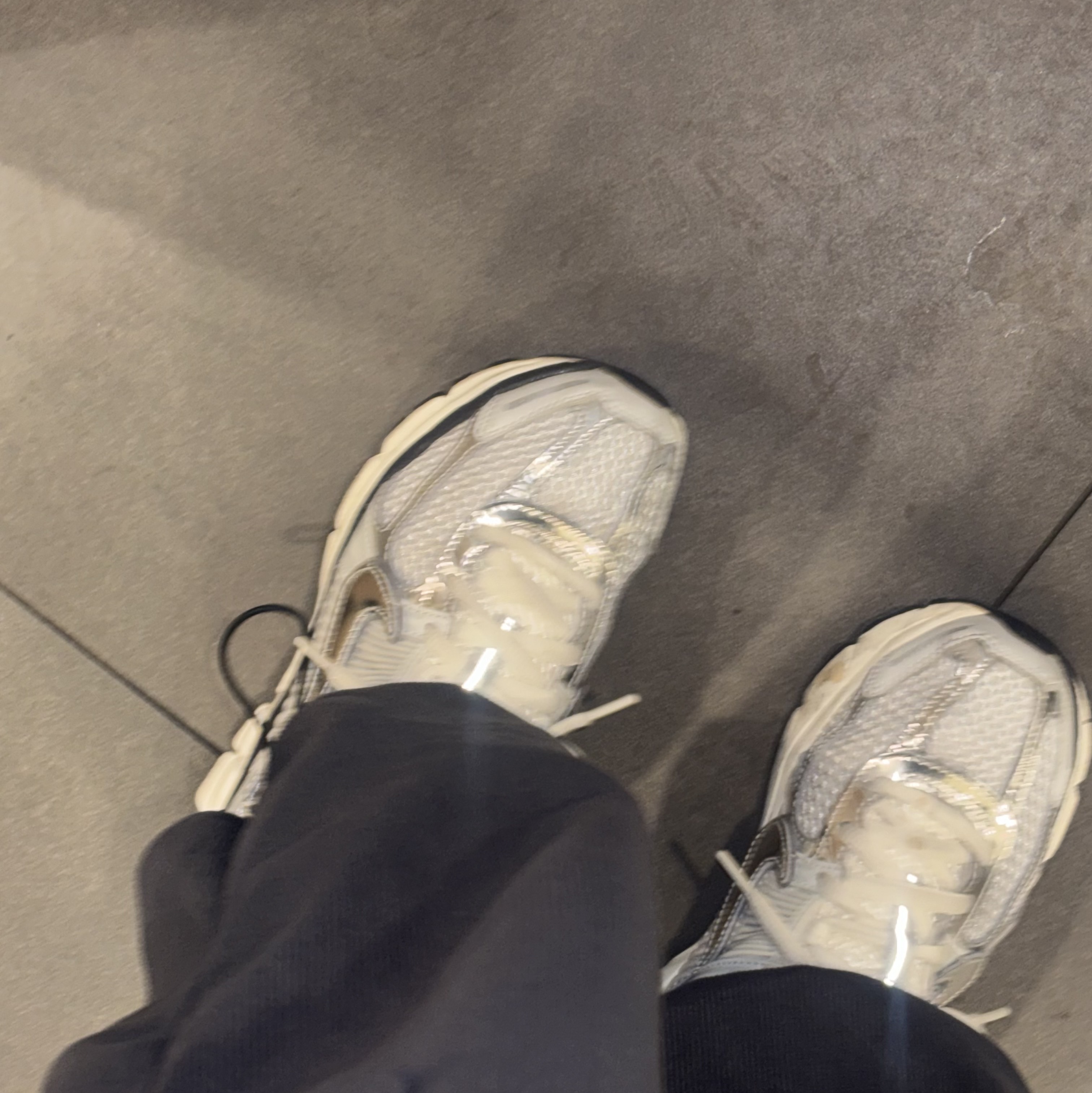 (W) Nike Zoom Vomero 5 Photon Dust and Metallic Silver 착용 스타일
