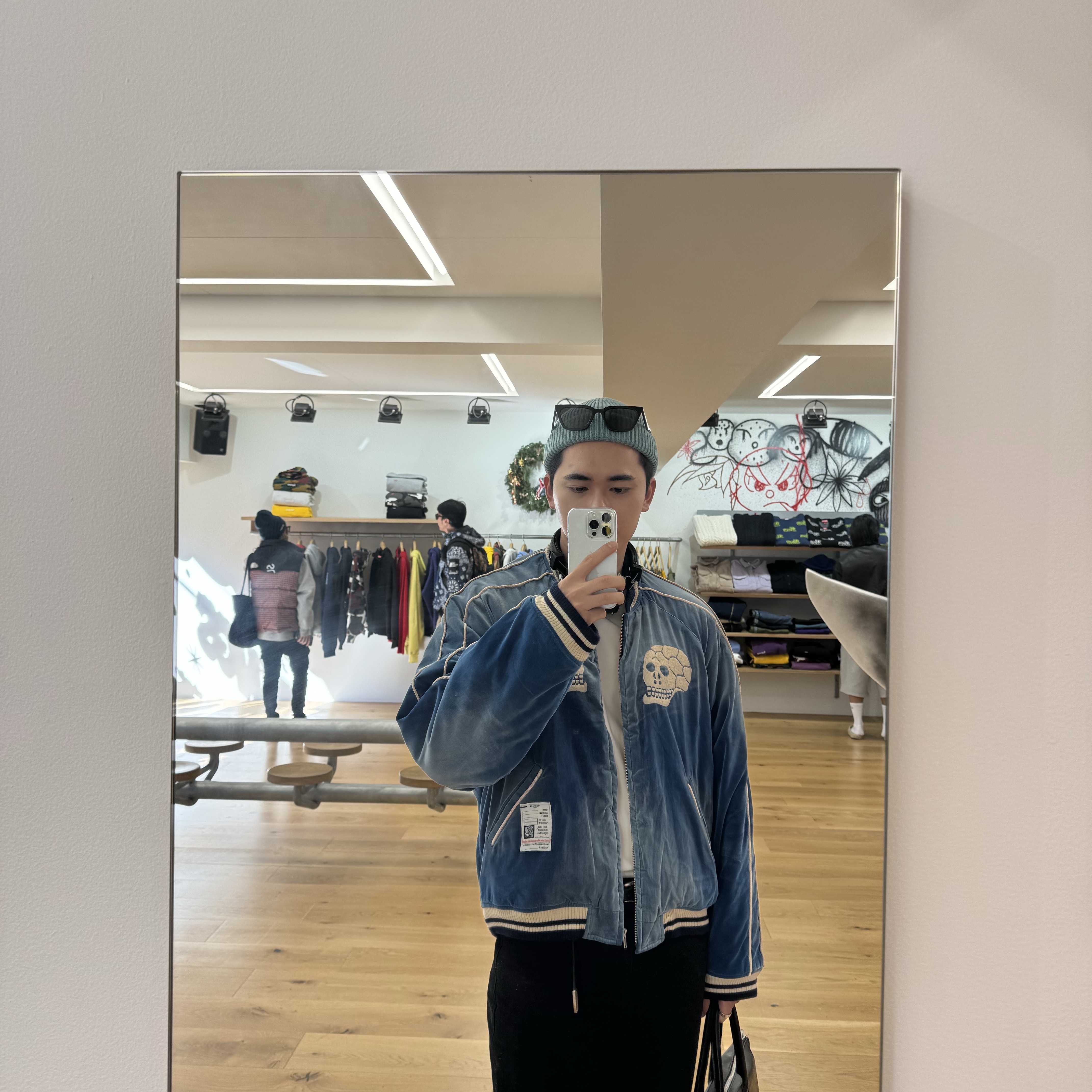 Maison Mihara Yasuhiro Souvenir Jacket Blue 착용 스타일 - 2