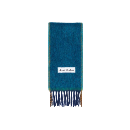 Acne Studios Mohair Wool Fringe Scarf Turquoise Blue