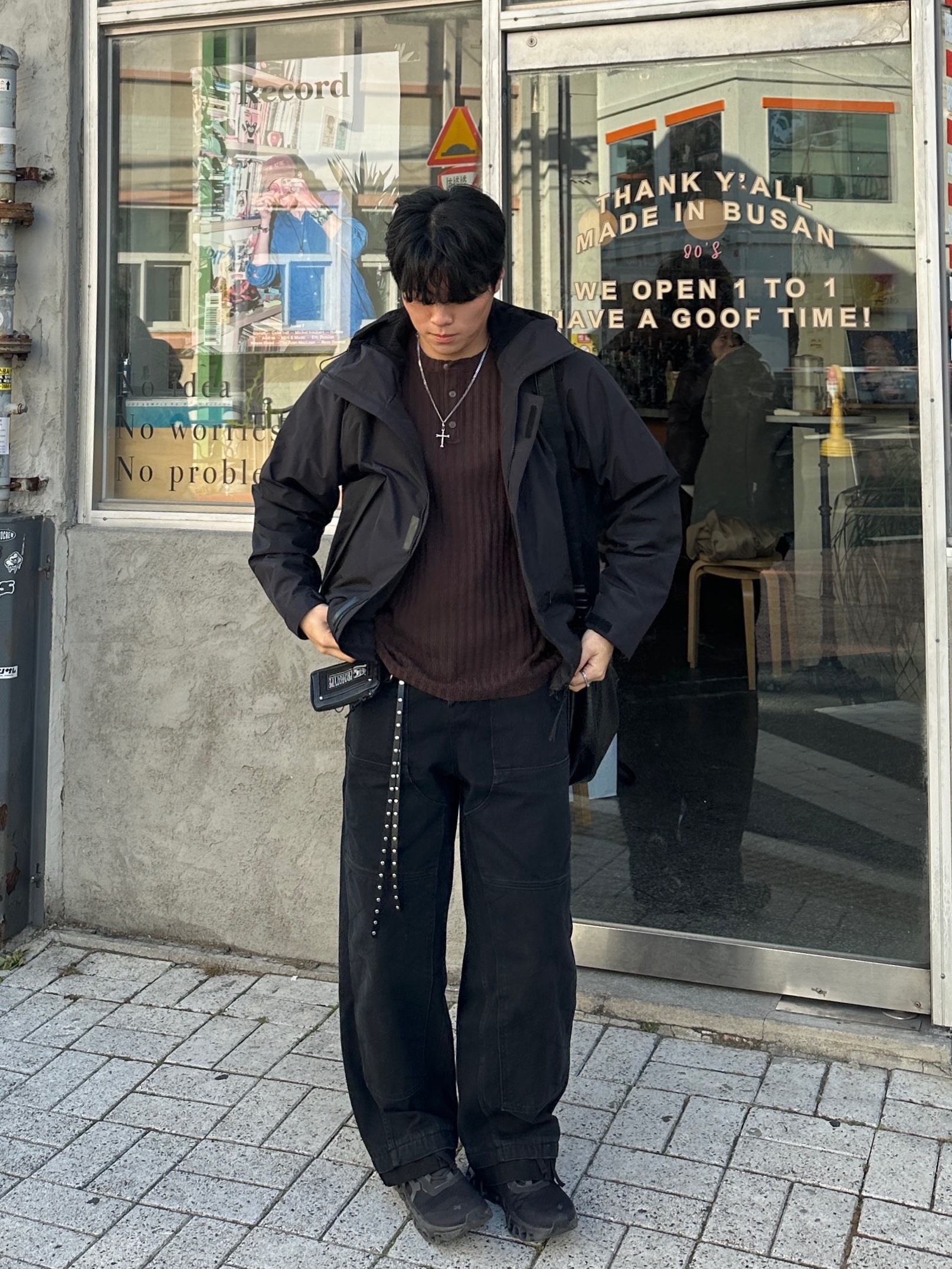 On Running Cloudmonster All Black, [프리오더] Polyteru 925 Silver Pendant Cross Bone 착용 스타일 - 3