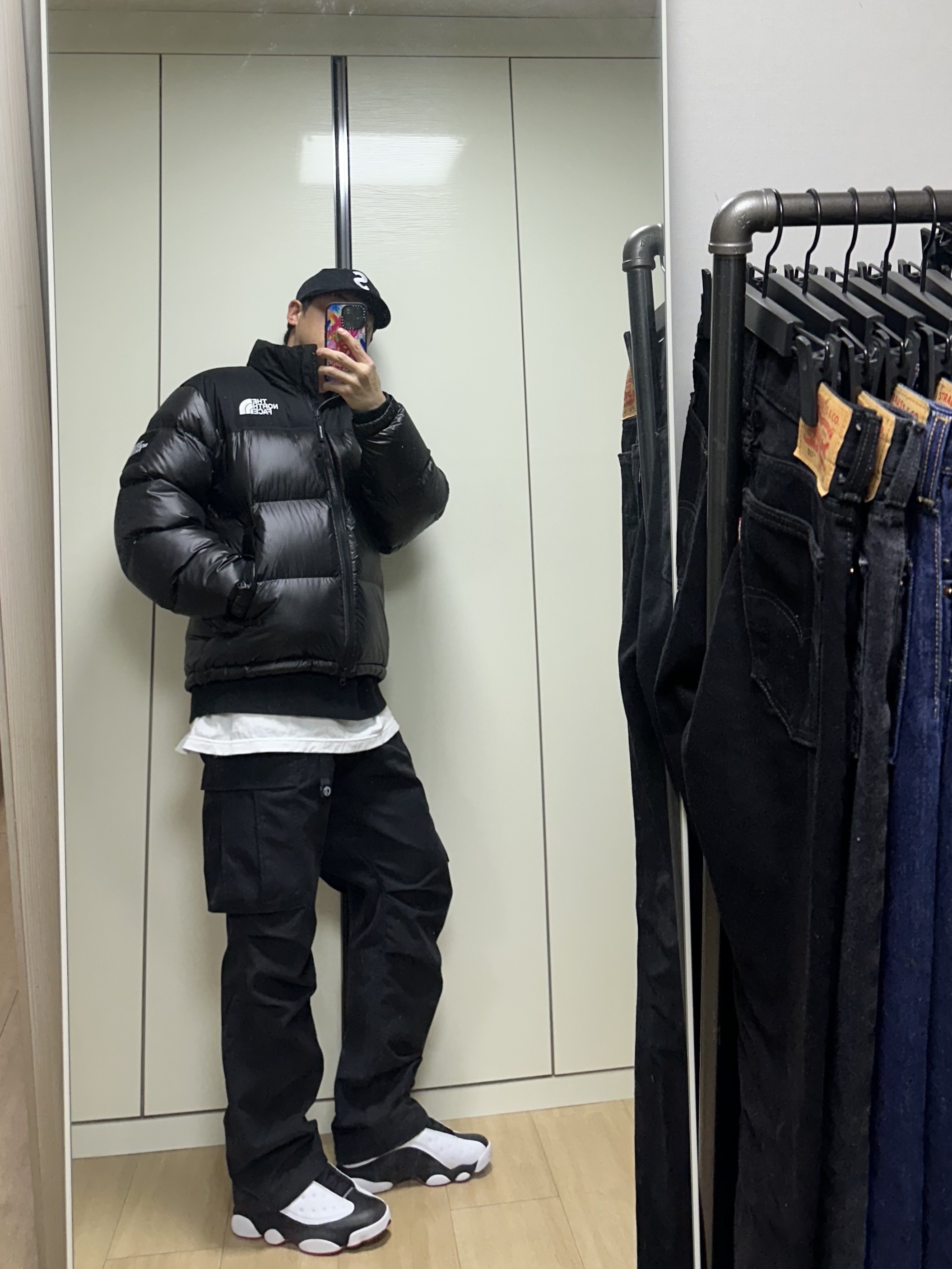 The North Face White Label Novelty Nuptse RDS Down Jacket Black, Supreme 2-Tone S Logo 6-Panel Black - 24SS 착용 스타일