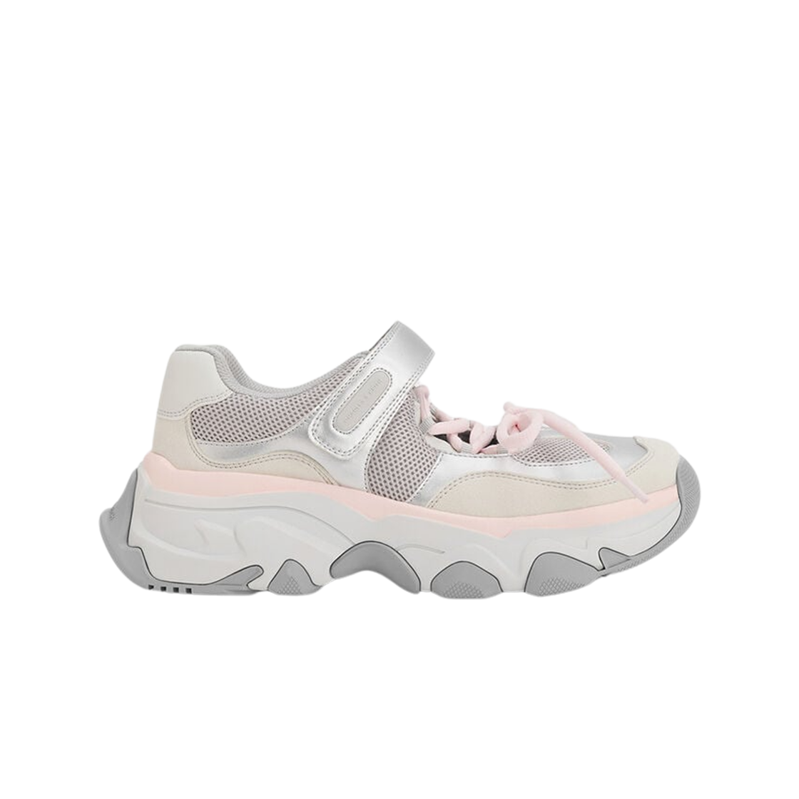 CK1-71960001 (W) Charles & Keith Gaskell Metallic Mesh Mary Jane Sneakers Light Pink