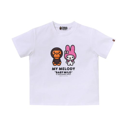 W) 베이프 베이비 마일로 x 헬로 키티 미니 티셔츠 화이트 | BAPE | KREAM