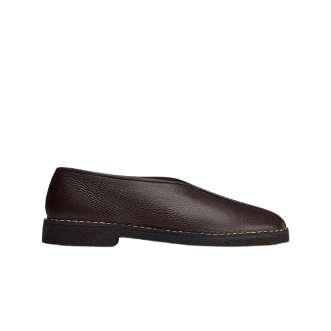 르메르 파이프드 크레이프 그레인드 카우 레더 슬리퍼 다크 브라운(Lemaire Piped Crepe Grained Cow Leather Slippers Dark Brown)