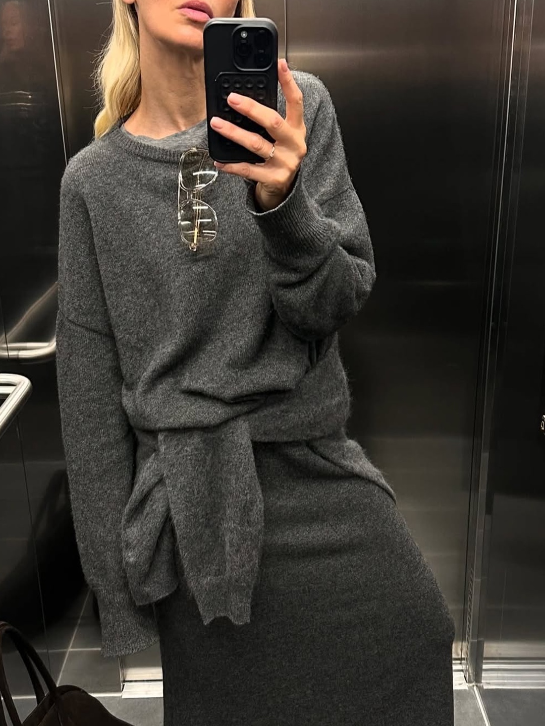 TRUNKPROJECT Knit Skirt Ivory, (W) Auralee Heavy Milano Rib Knit Skirt White 착용 스타일 - 5