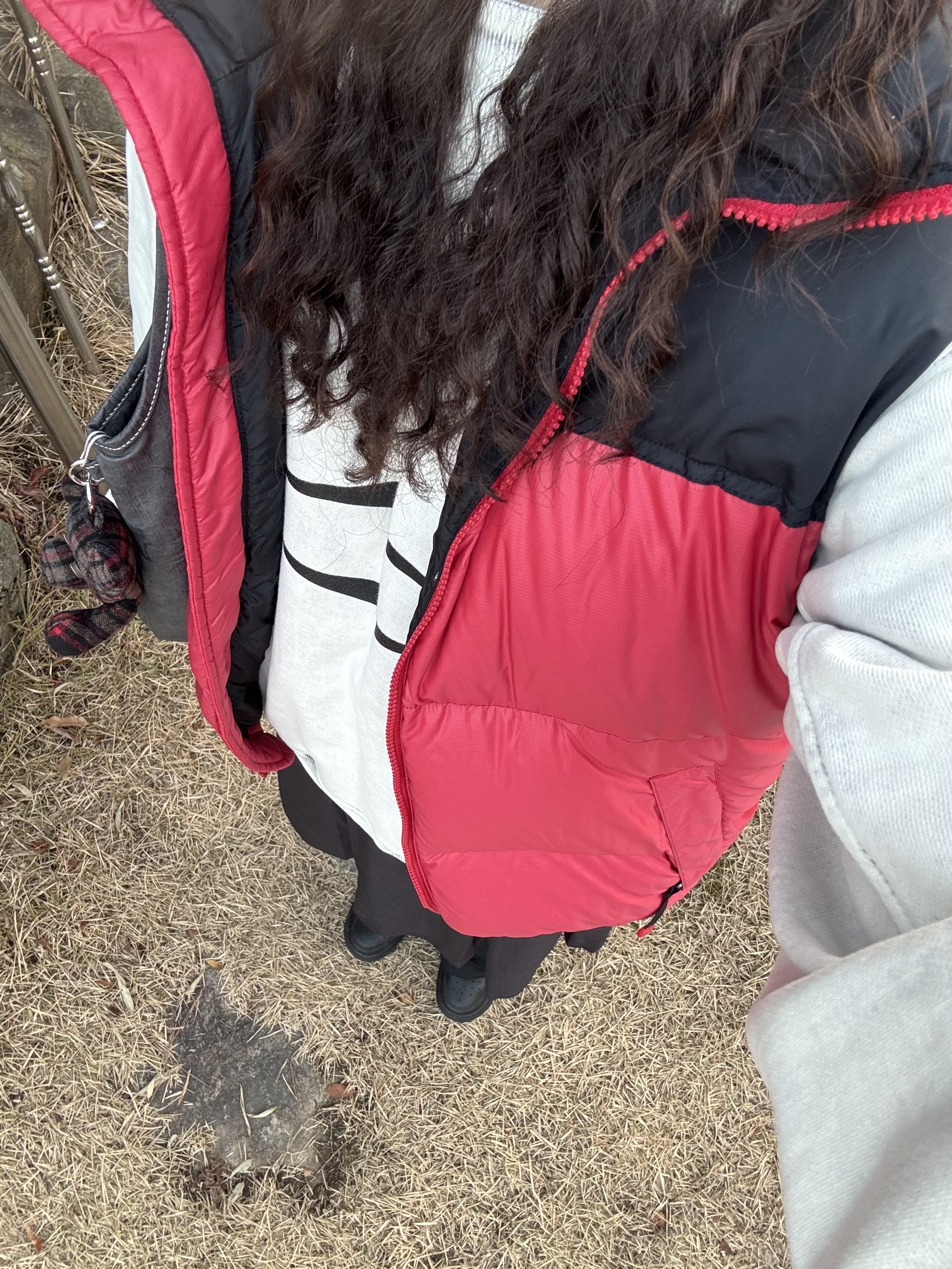(W) Mischief Bleached Pullover Hoodie Bleached Khaki, The North Face 1996 Retro Nuptse Vest Red 착용 스타일