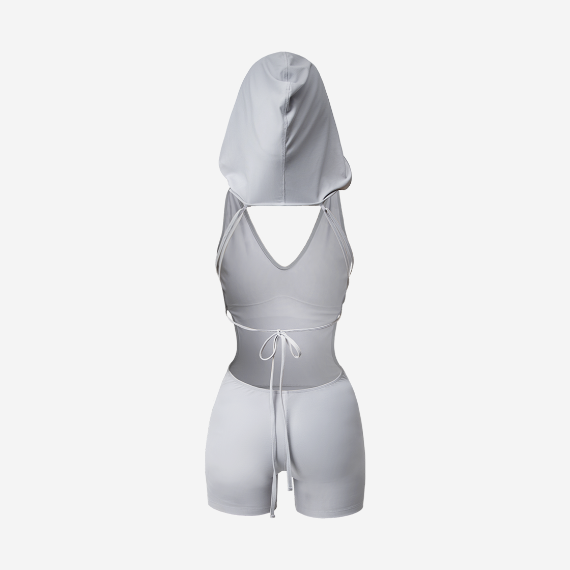 24HS-SW02-GR OJOS Thigh Slit Hoodie Monokini Grey - #3