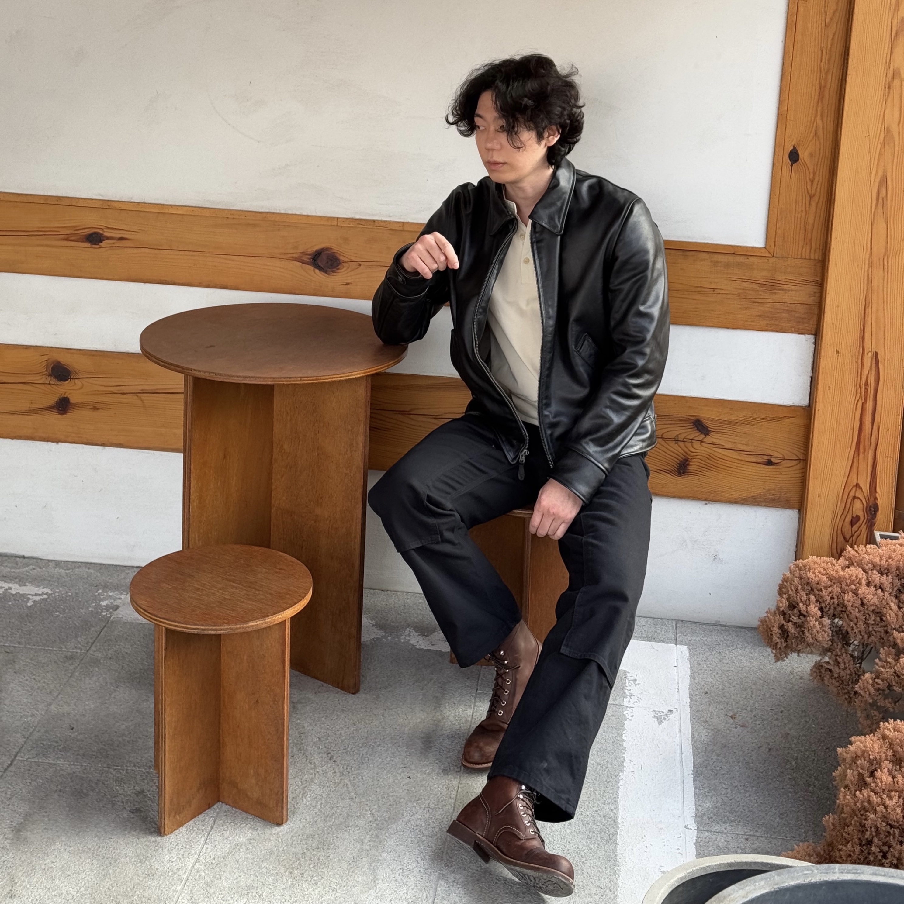 Carhartt WIP Dearborn Canvas Double Knee Pants Black Rinsed, Red Wing Iron Ranger 8111 Amber Harness - D 착용 스타일 - 2