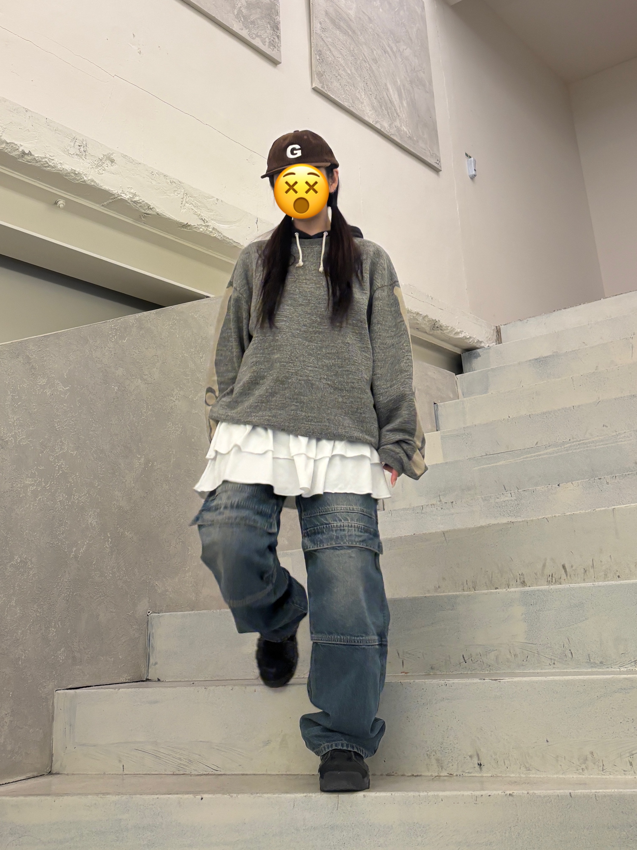 Kapital Fleece Big Crewneck Sweat Heather Charcoal, (GS) Nike Air More Uptempo Black Anthracite 착용 스타일