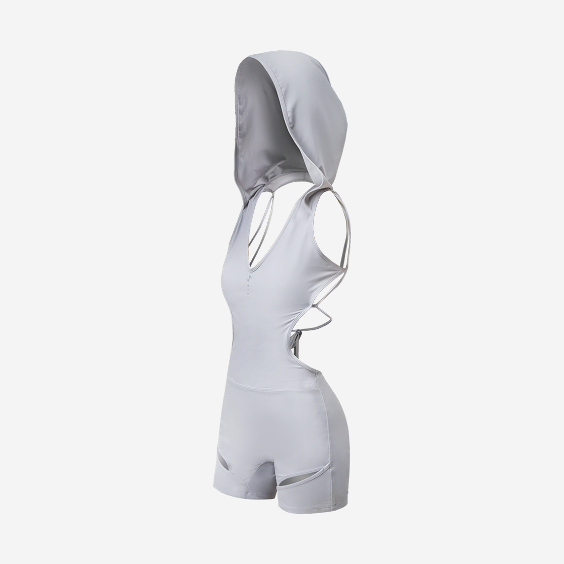 24HS-SW02-GR OJOS Thigh Slit Hoodie Monokini Grey - #2