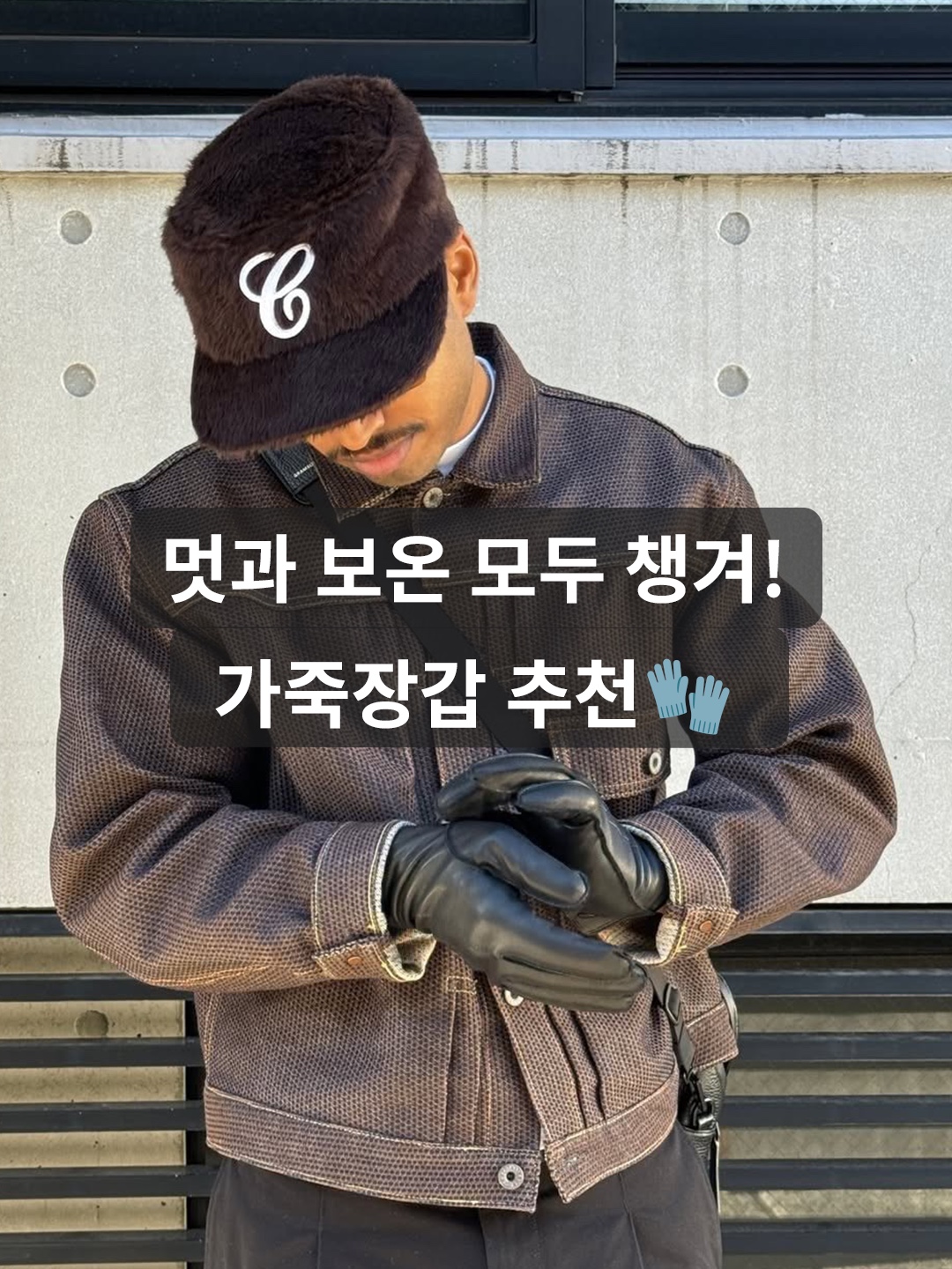Dior CDIcon Gloves Black Leather, Customellow Leather Gloves Brown 착용 스타일 - 1