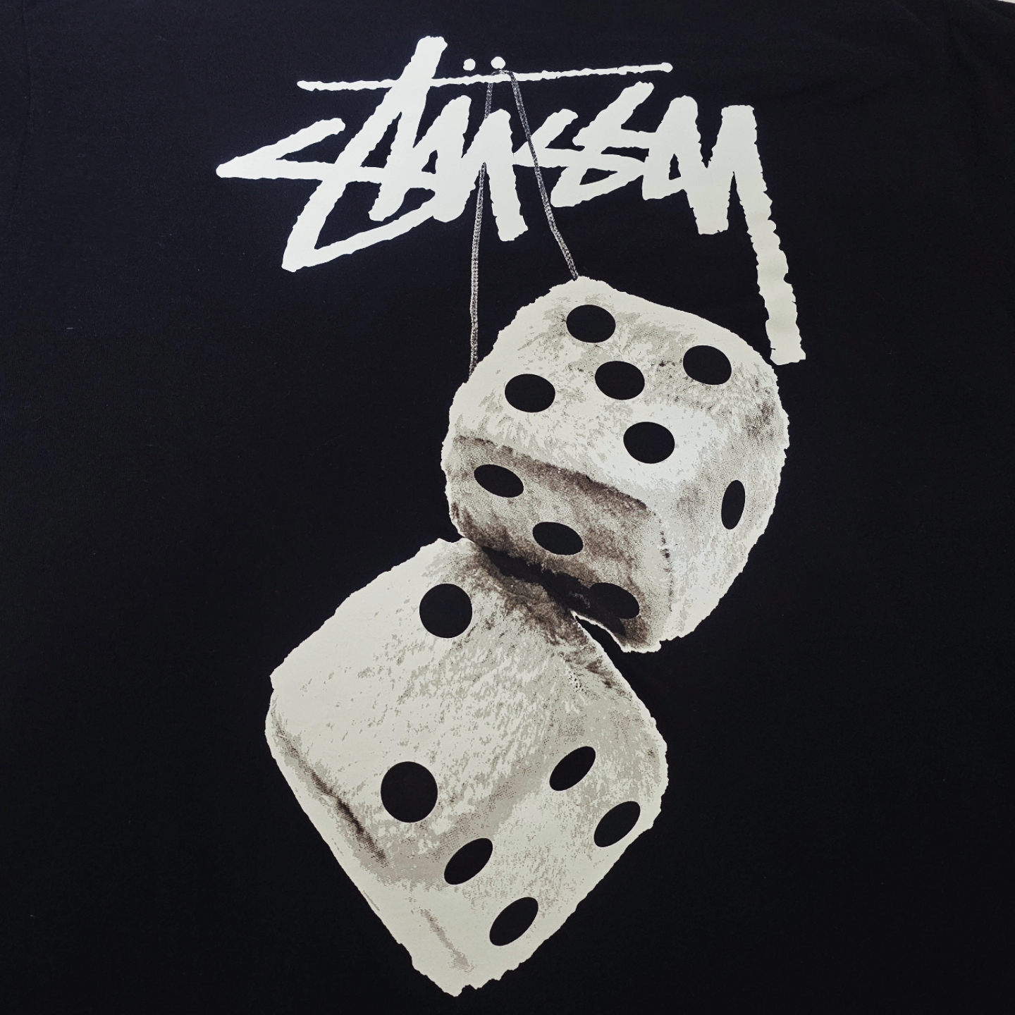 Stussy Fuzzy Dice T-Shirt Black 착용 스타일