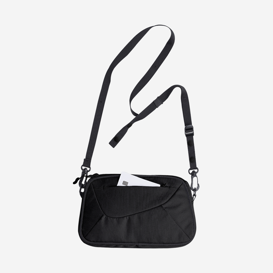 오호스 트래피조이드 나일론 호보 백 블랙(OJOS Trapezoid Nylon Hobo Bag Black) - 3