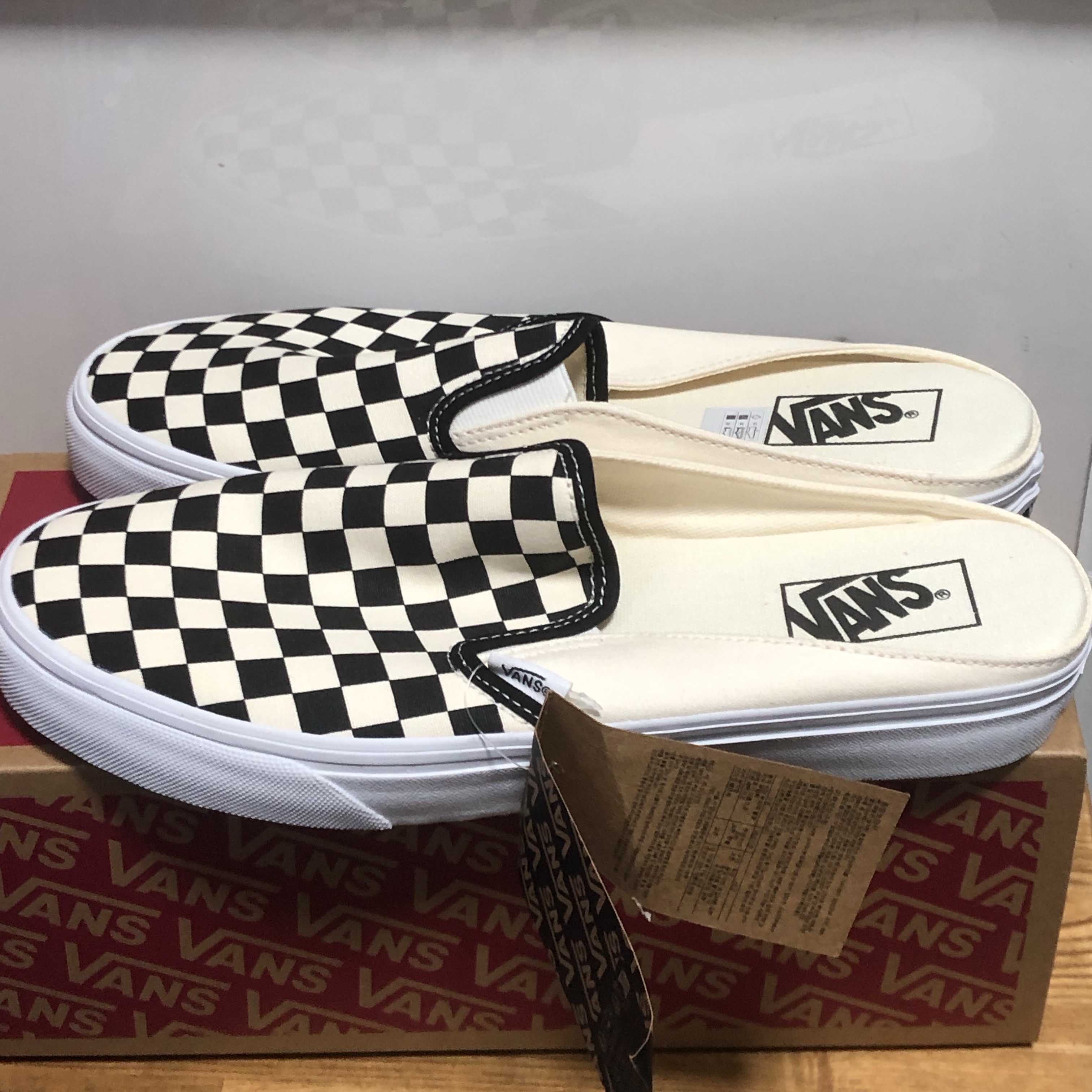 Vans Classic Slip-On Mule Checkerboard Black White 착용 스타일