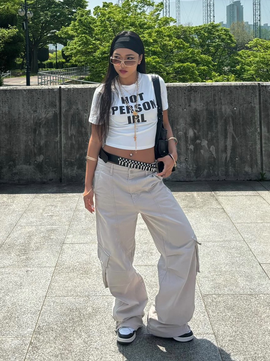 PHOS333 Round Tucked Pants 착용 스타일 - 2