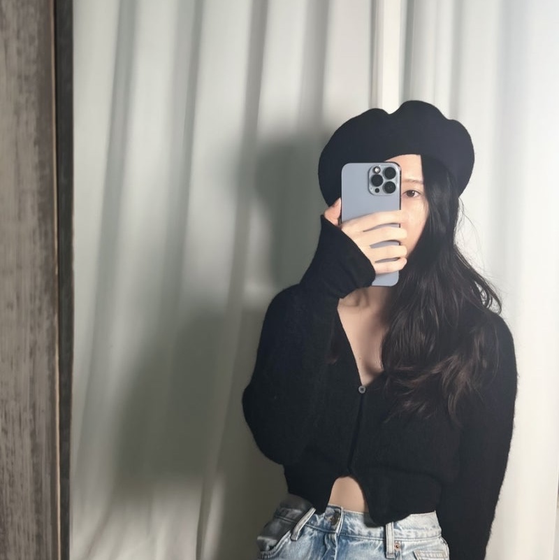 (W) Vivienne Westwood Orb Wool Beret Black 착용 스타일